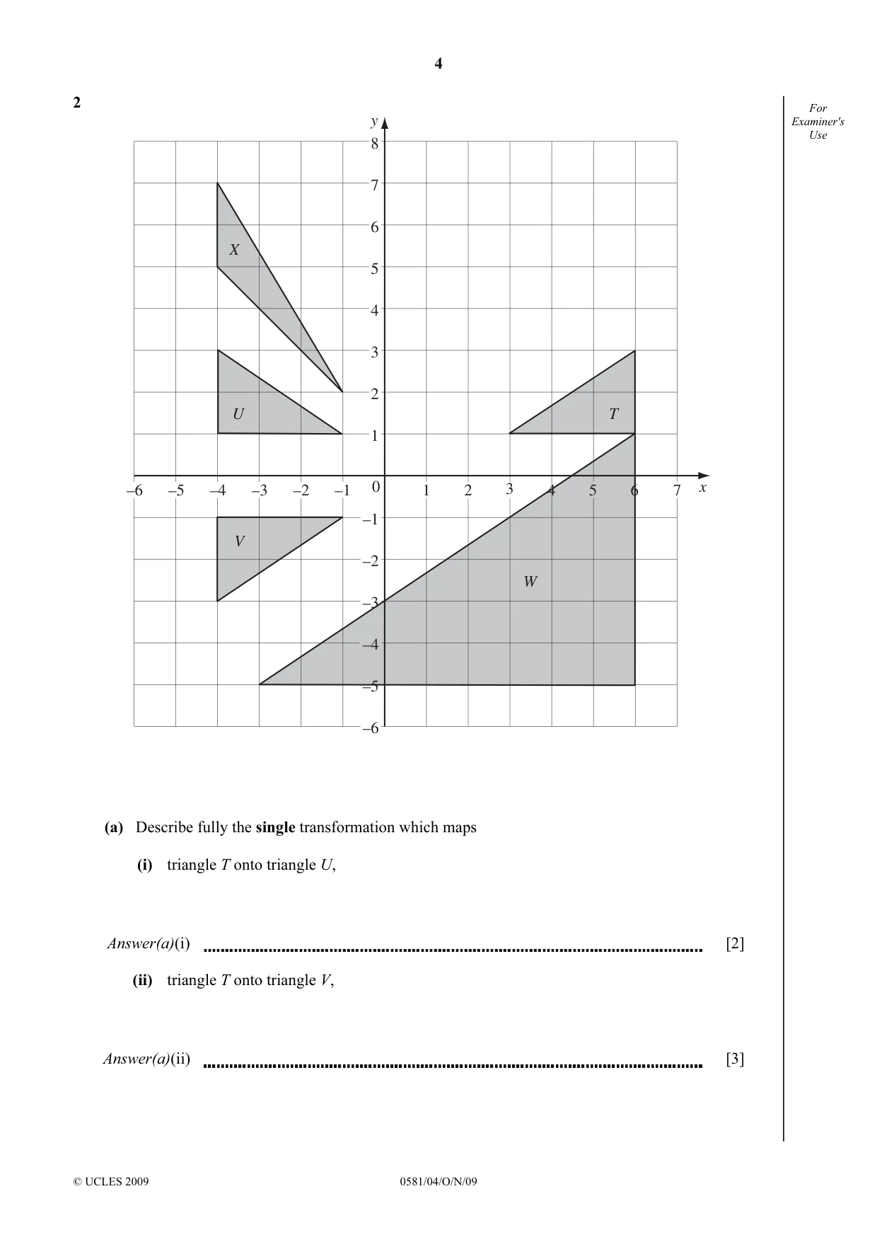 Cambridge IGCSE Mathematics (with coursework) 0581 2009 Oct/Nov Paper 4 · Variant 1 question paper, page 4 of 24