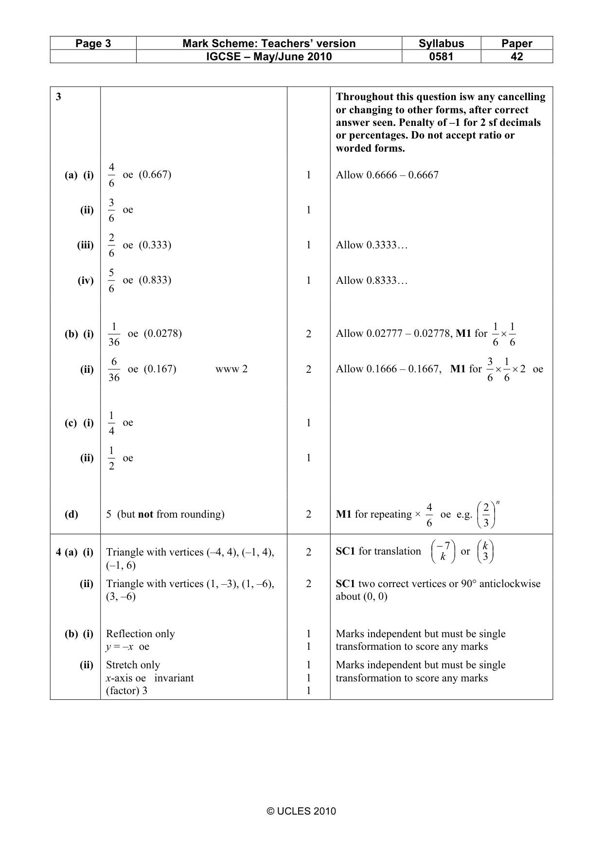 Mark scheme, page 3 of 6