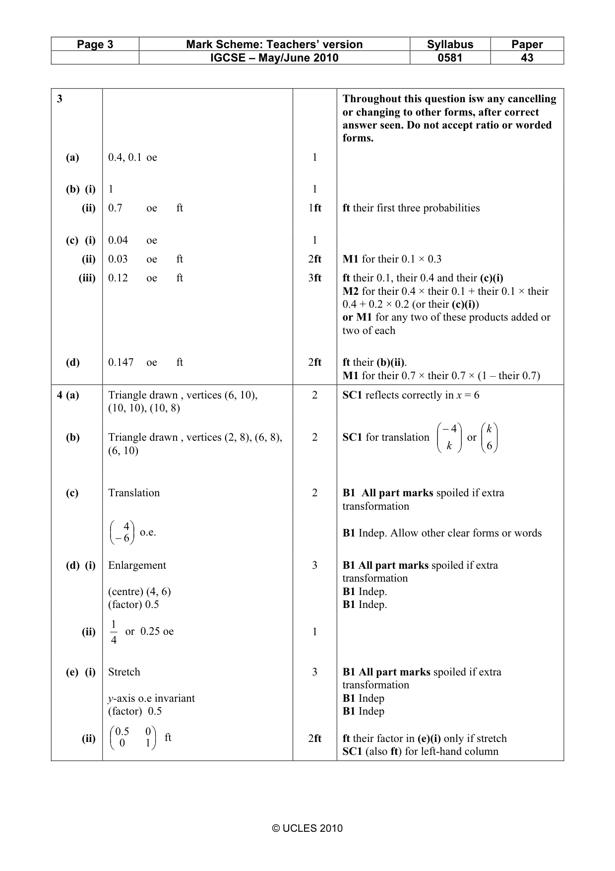 Mark scheme, page 3 of 6