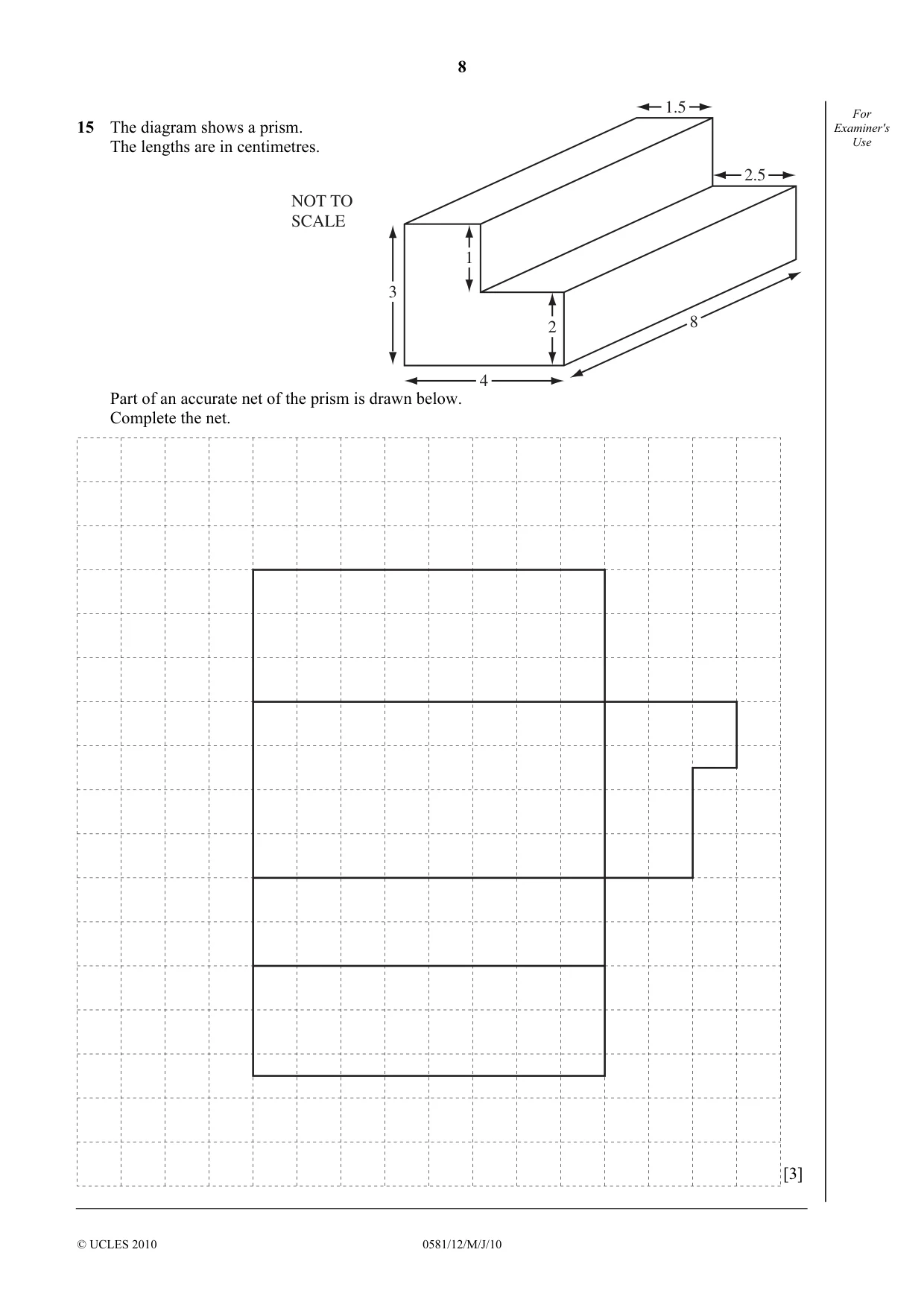 Cambridge IGCSE Mathematics (with coursework) 0581 2010 May/June Paper 1 · Variant 2 question paper, page 8 of 12