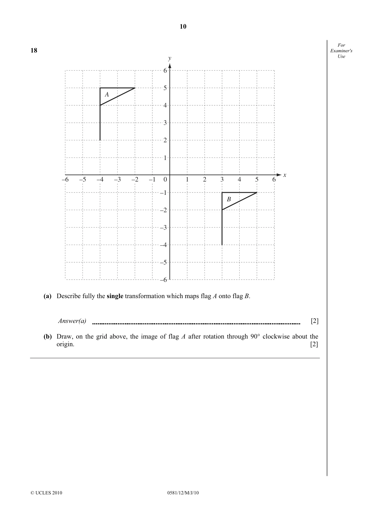 Cambridge IGCSE Mathematics (with coursework) 0581 2010 May/June Paper 1 · Variant 2 question paper, page 10 of 12