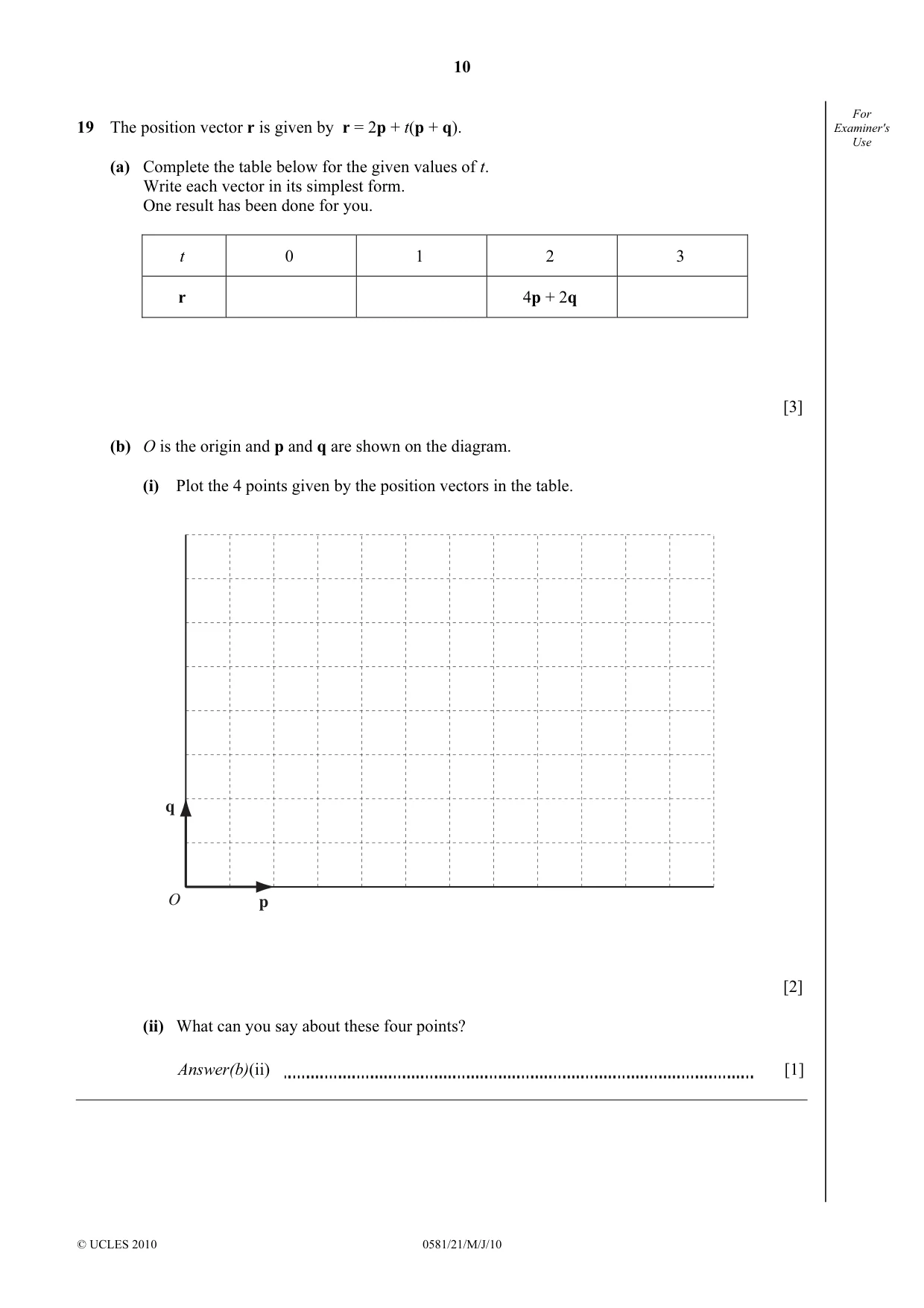 Cambridge IGCSE Mathematics (with coursework) 0581 2010 May/June Paper 2 · Variant 1 question paper, page 10 of 12