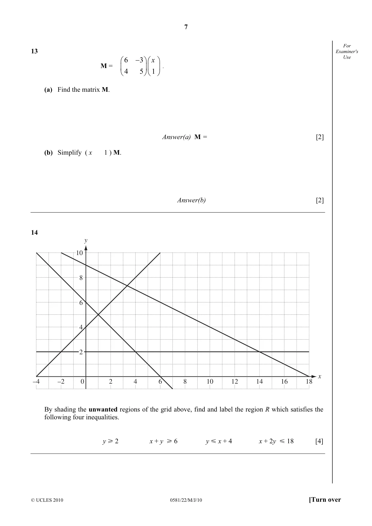 Cambridge IGCSE Mathematics (with coursework) 0581 2010 May/June Paper 2 · Variant 2 question paper, page 7 of 12
