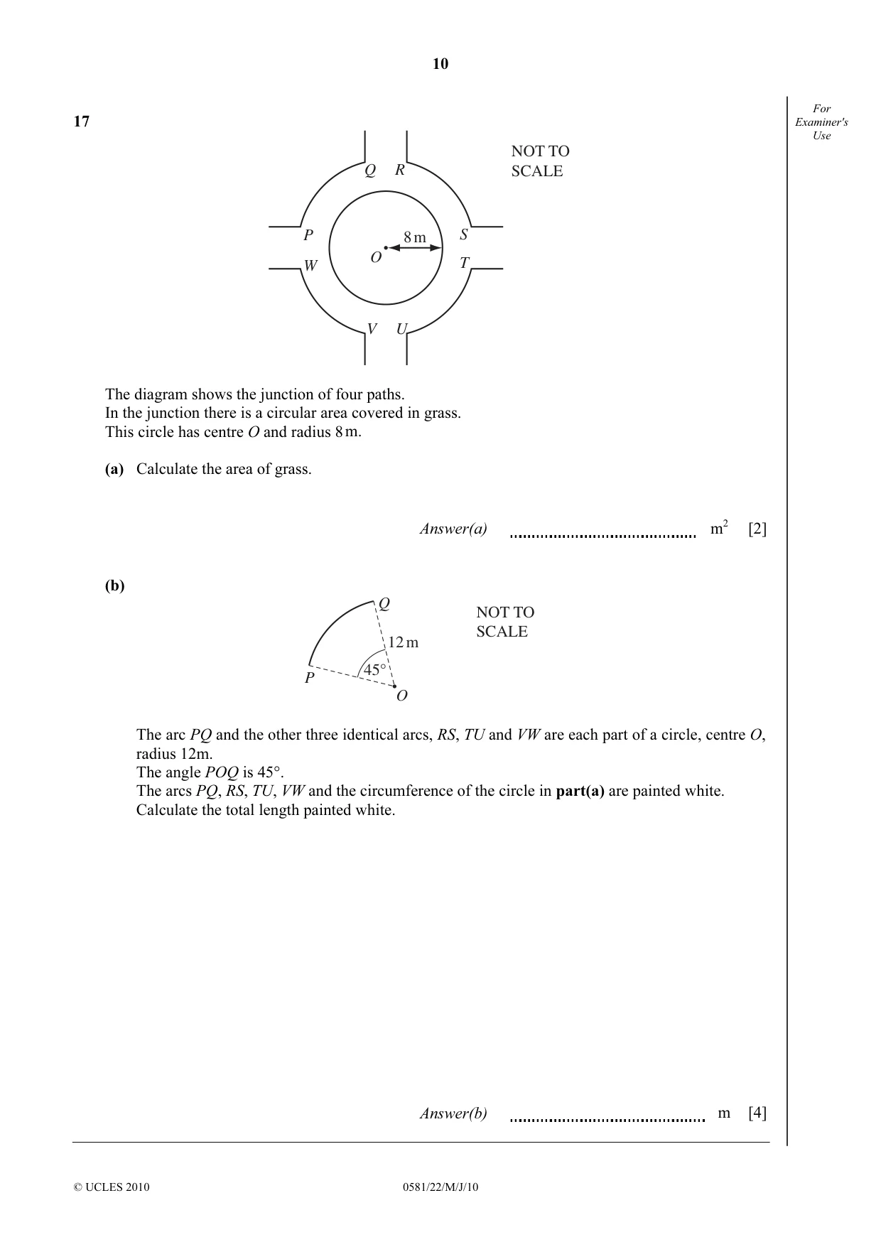 Cambridge IGCSE Mathematics (with coursework) 0581 2010 May/June Paper 2 · Variant 2 question paper, page 10 of 12