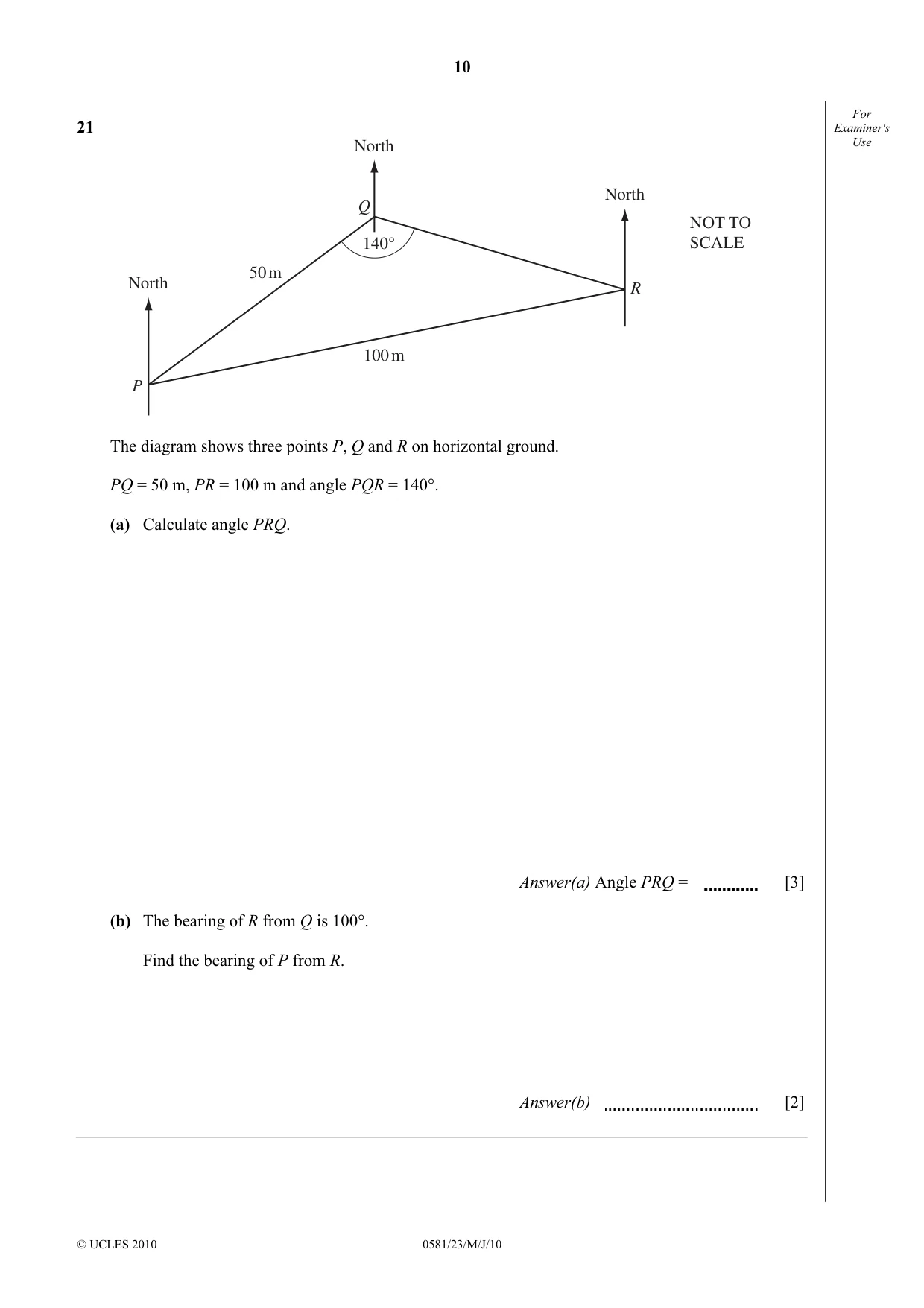 Cambridge IGCSE Mathematics (with coursework) 0581 2010 May/June Paper 2 · Variant 3 question paper, page 10 of 12