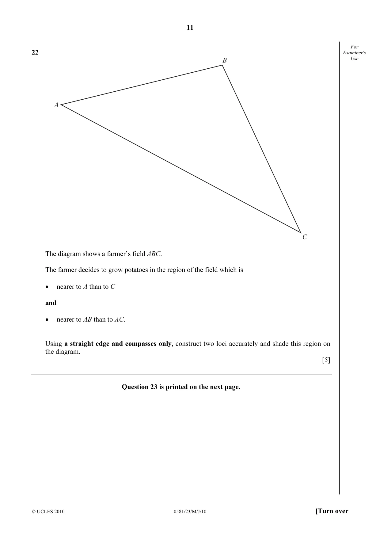 Cambridge IGCSE Mathematics (with coursework) 0581 2010 May/June Paper 2 · Variant 3 question paper, page 11 of 12