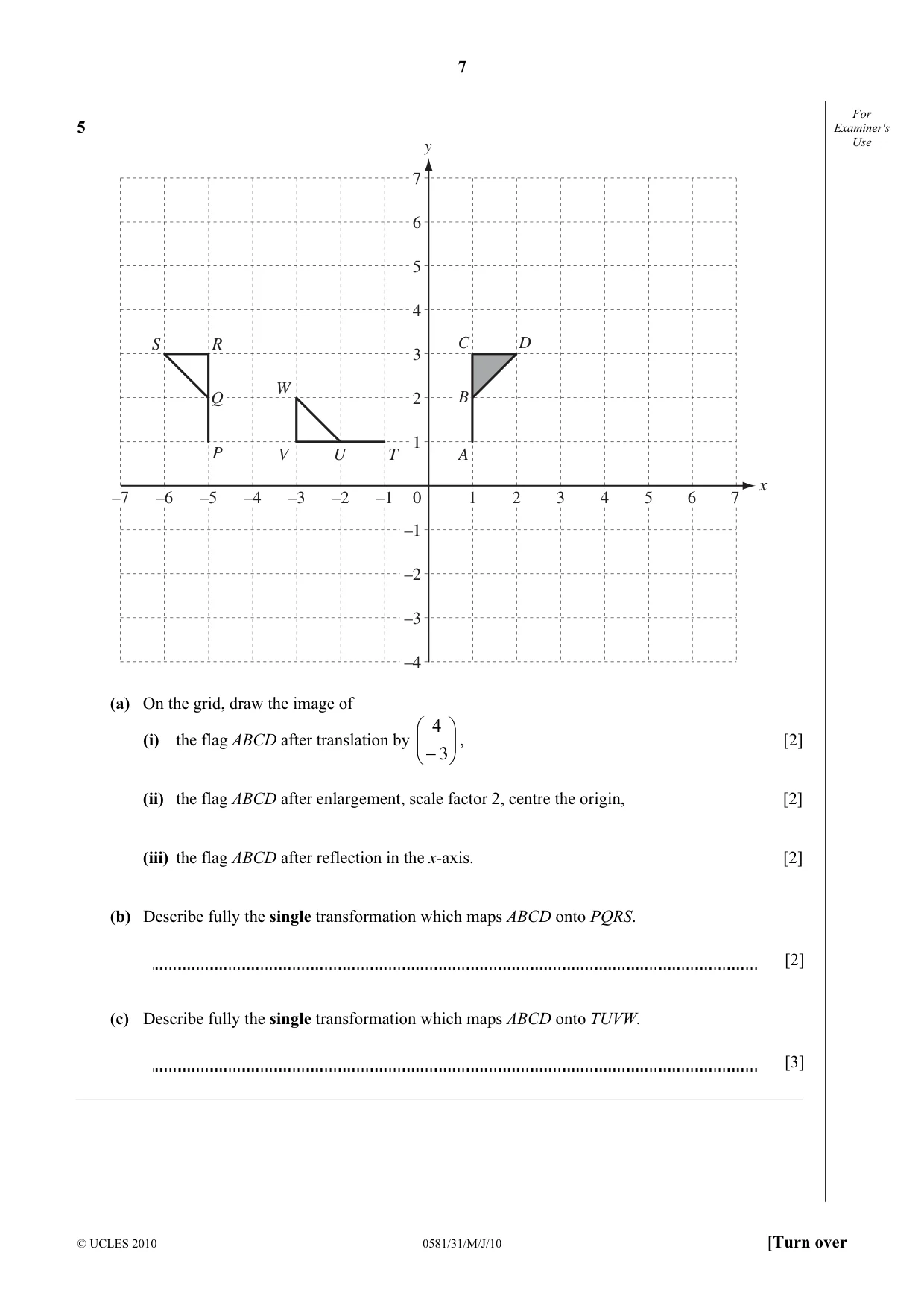 Cambridge IGCSE Mathematics (with coursework) 0581 2010 May/June Paper 3 · Variant 1 question paper, page 7 of 12