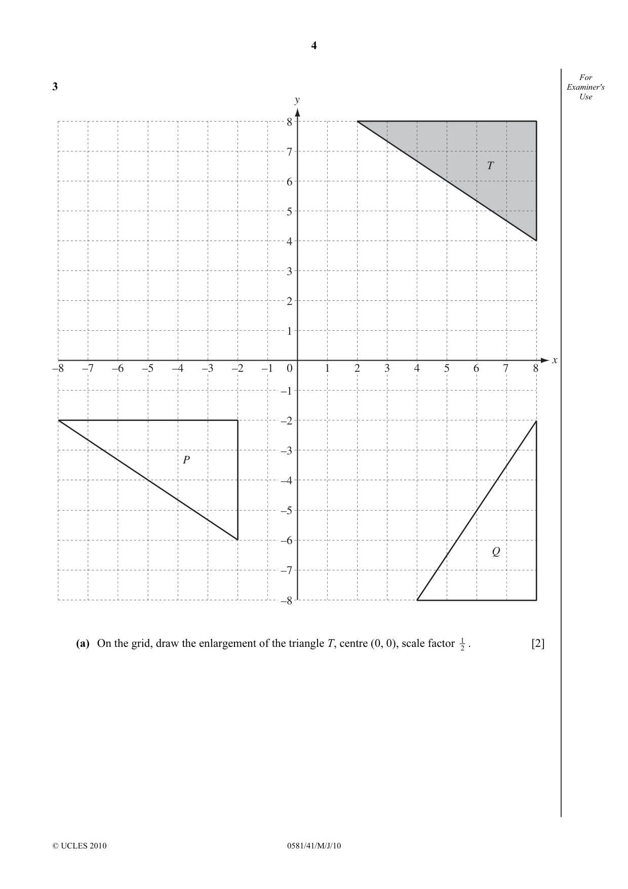 Cambridge IGCSE Mathematics (with coursework) 0581 2010 May/June Paper 4 · Variant 1 question paper, page 4 of 20