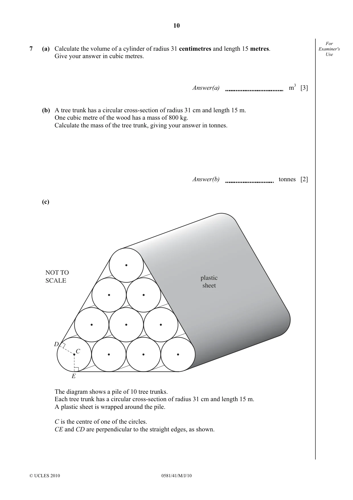 Cambridge IGCSE Mathematics (with coursework) 0581 2010 May/June Paper 4 · Variant 1 question paper, page 10 of 20