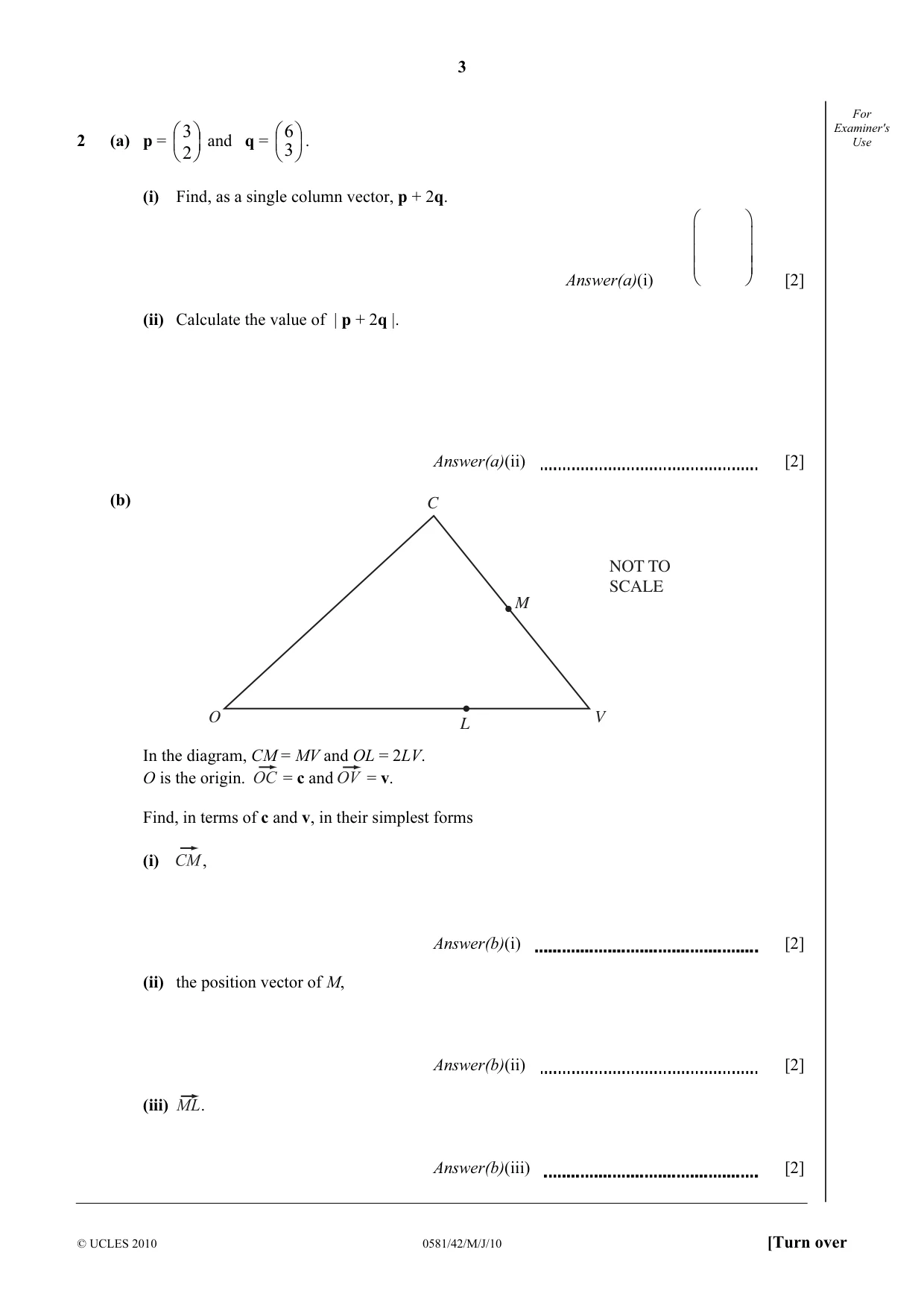Cambridge IGCSE Mathematics (with coursework) 0581 2010 May/June Paper 4 · Variant 2 question paper, page 3 of 20