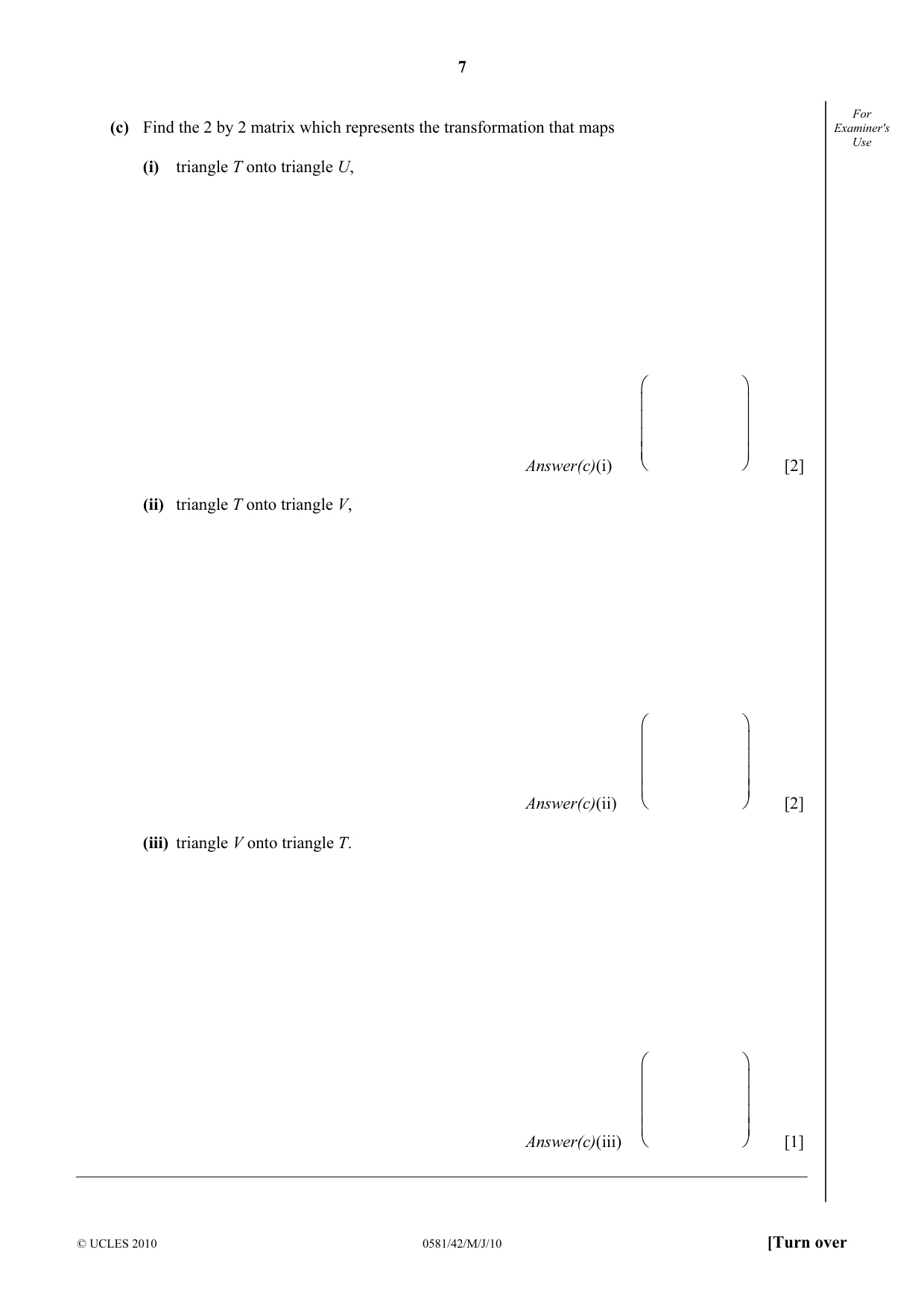 Cambridge IGCSE Mathematics (with coursework) 0581 2010 May/June Paper 4 · Variant 2 question paper, page 7 of 20