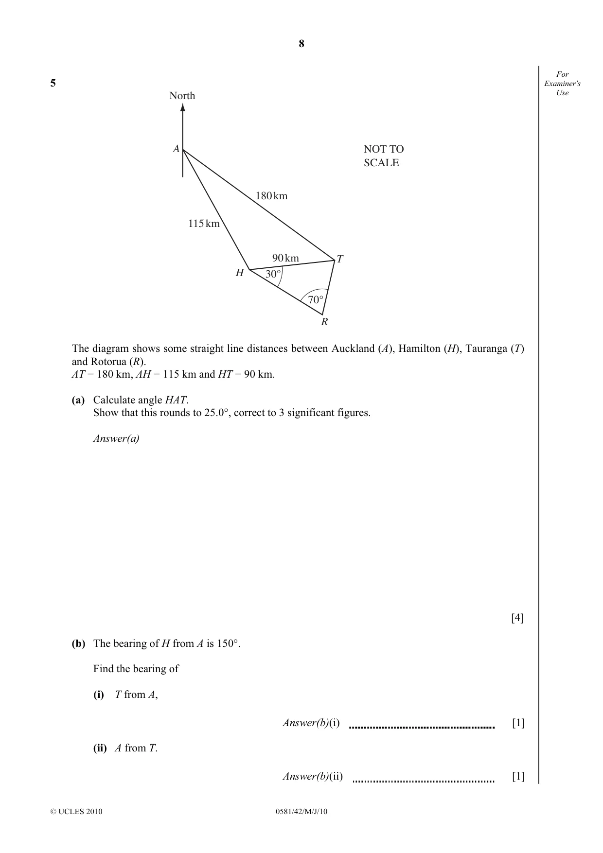 Cambridge IGCSE Mathematics (with coursework) 0581 2010 May/June Paper 4 · Variant 2 question paper, page 8 of 20