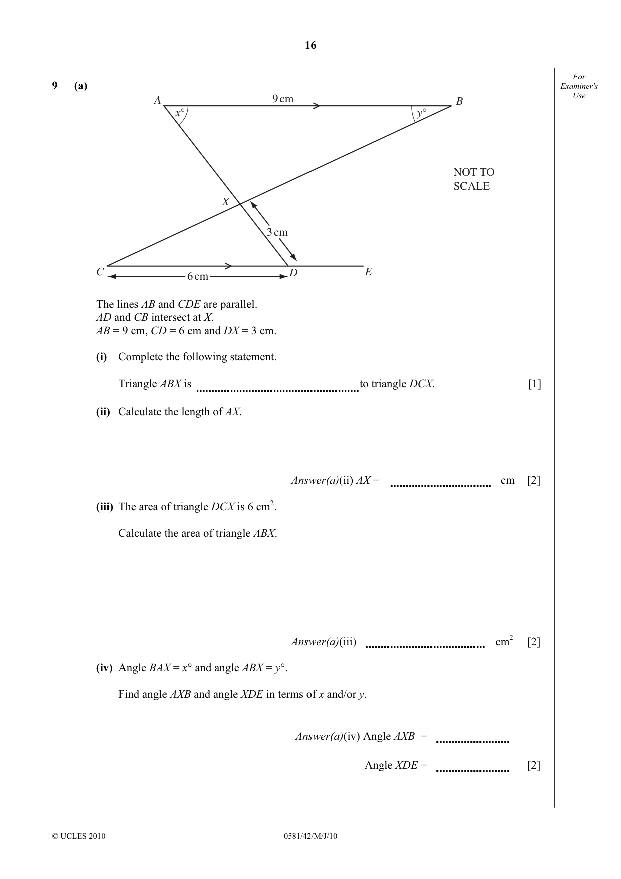 Cambridge IGCSE Mathematics (with coursework) 0581 2010 May/June Paper 4 · Variant 2 question paper, page 16 of 20