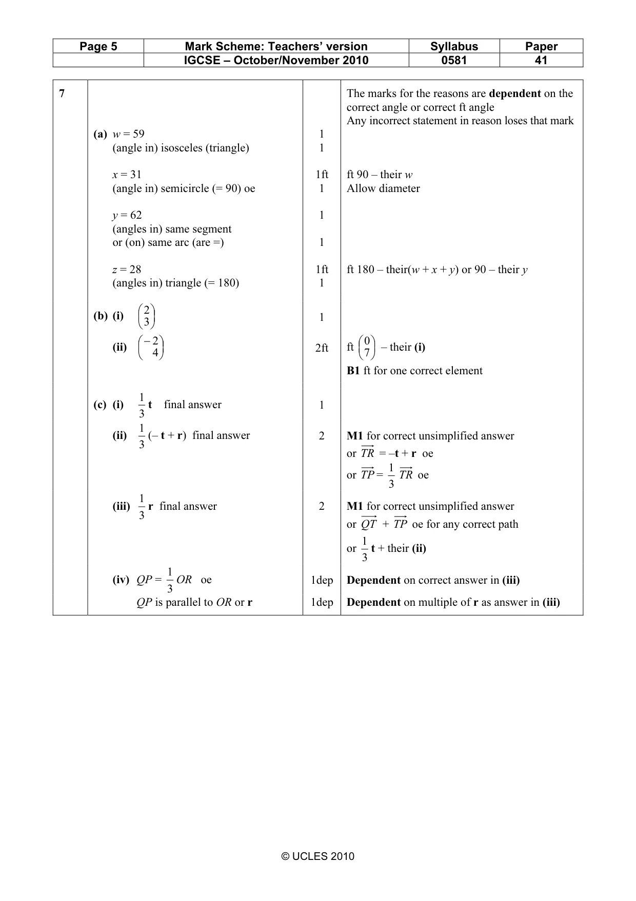 Mark scheme, page 5 of 6