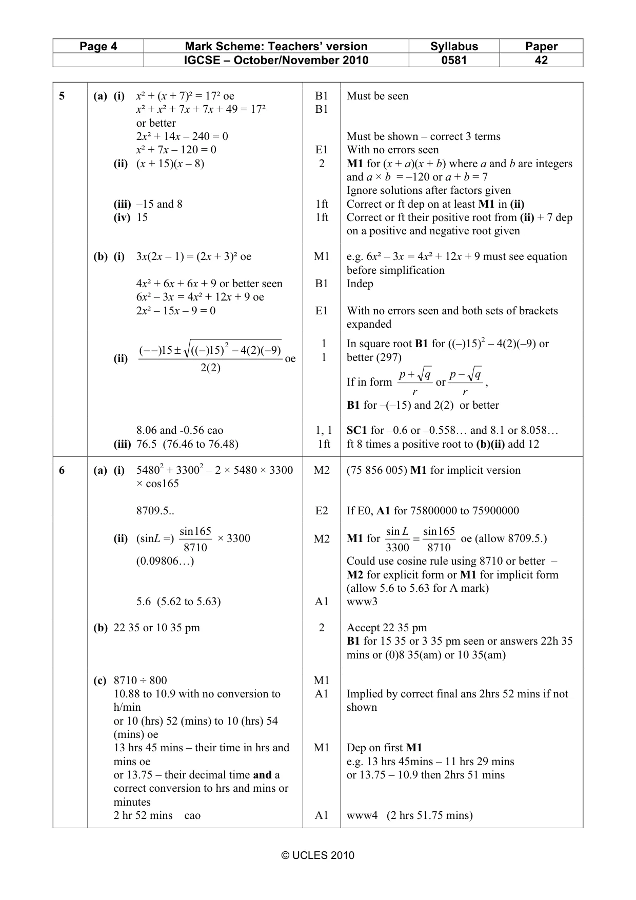 Mark scheme, page 4 of 6