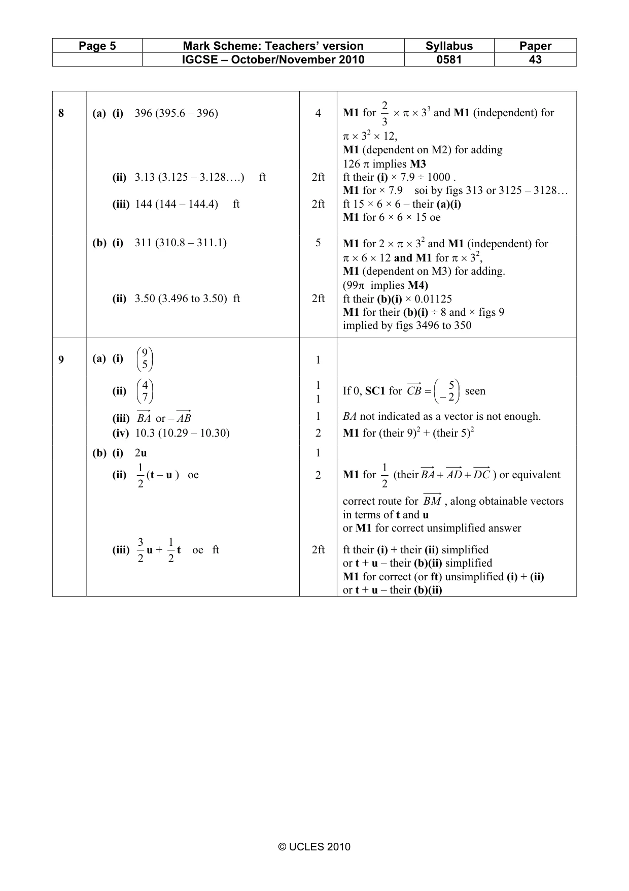 Mark scheme, page 5 of 6