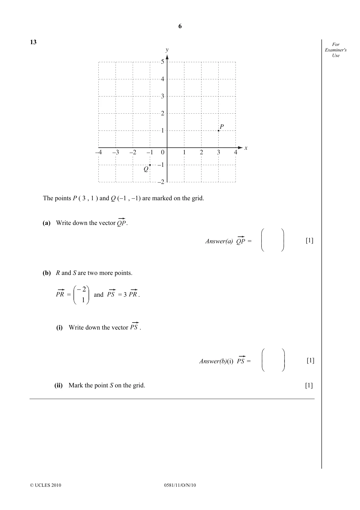 Cambridge IGCSE Mathematics (with coursework) 0581 2010 Oct/Nov Paper 1 · Variant 1 question paper, page 6 of 12