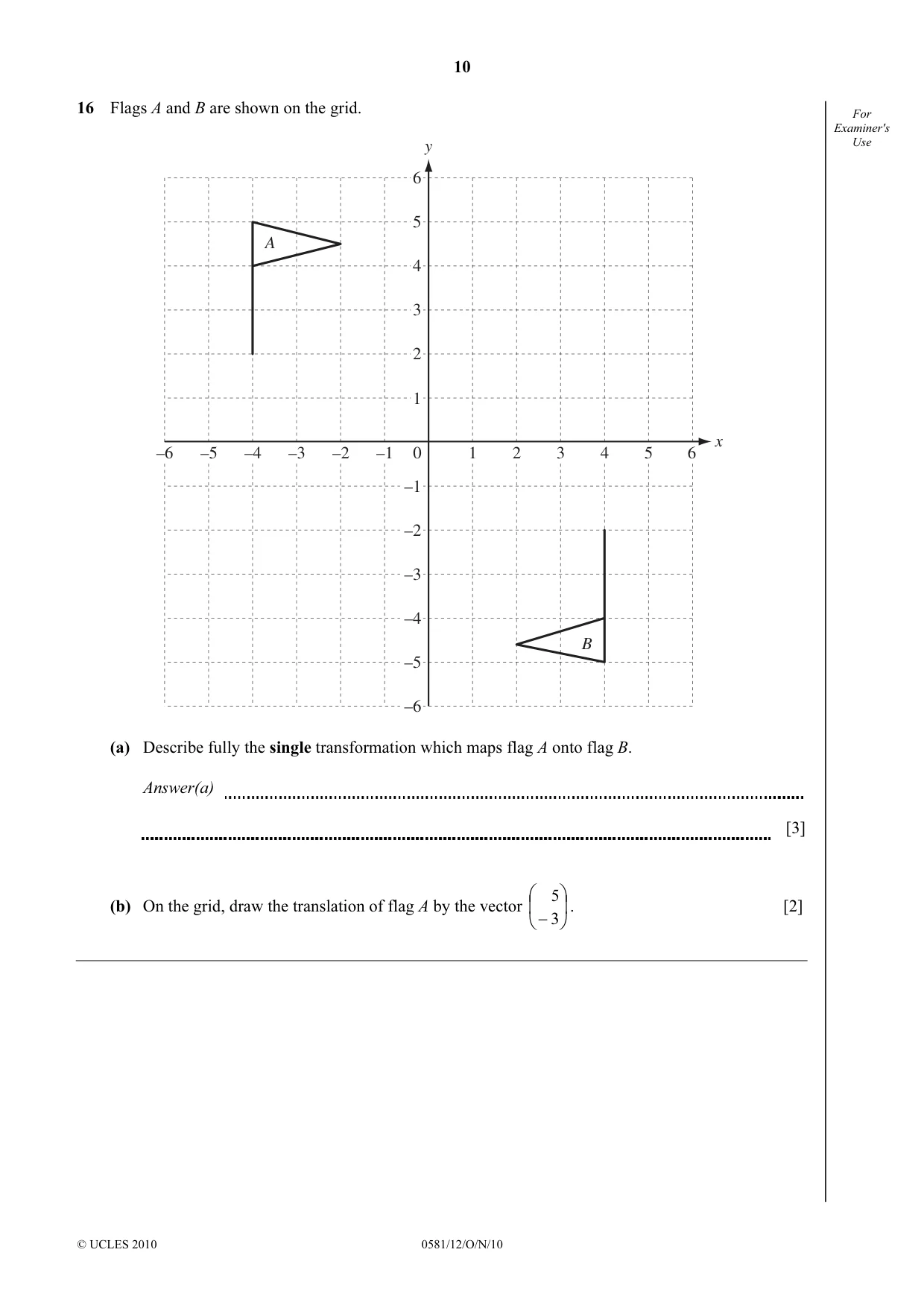 Cambridge IGCSE Mathematics (with coursework) 0581 2010 Oct/Nov Paper 1 · Variant 2 question paper, page 10 of 12