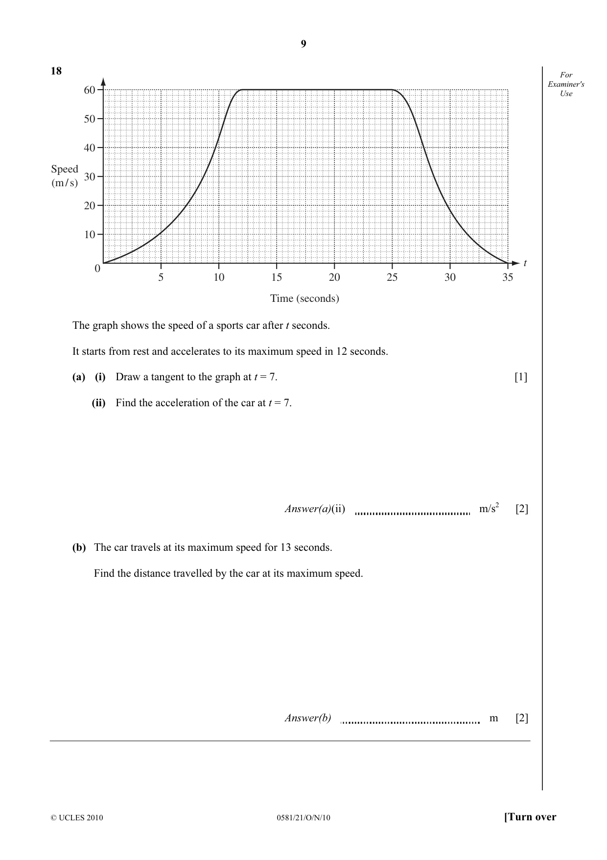 Cambridge IGCSE Mathematics (with coursework) 0581 2010 Oct/Nov Paper 2 · Variant 1 question paper, page 9 of 12