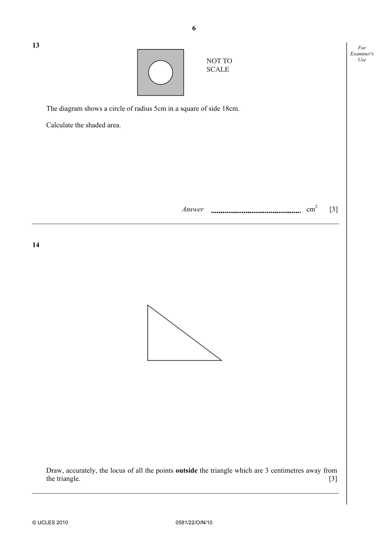 Cambridge IGCSE Mathematics (with coursework) 0581 2010 Oct/Nov Paper 2 · Variant 2 question paper, page 6 of 12
