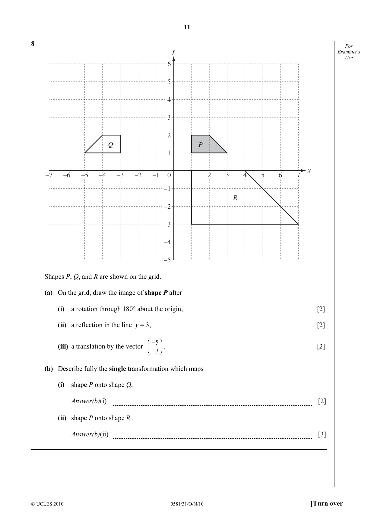 Cambridge IGCSE Mathematics (with coursework) 0581 2010 Oct/Nov Paper 3 · Variant 1 question paper, page 11 of 16