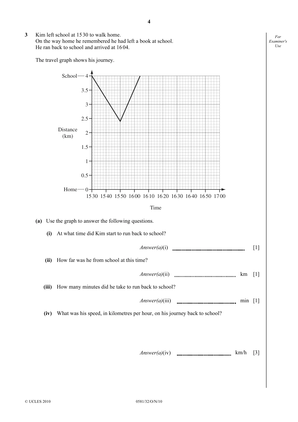 Cambridge IGCSE Mathematics (with coursework) 0581 2010 Oct/Nov Paper 3 · Variant 2 question paper, page 4 of 16