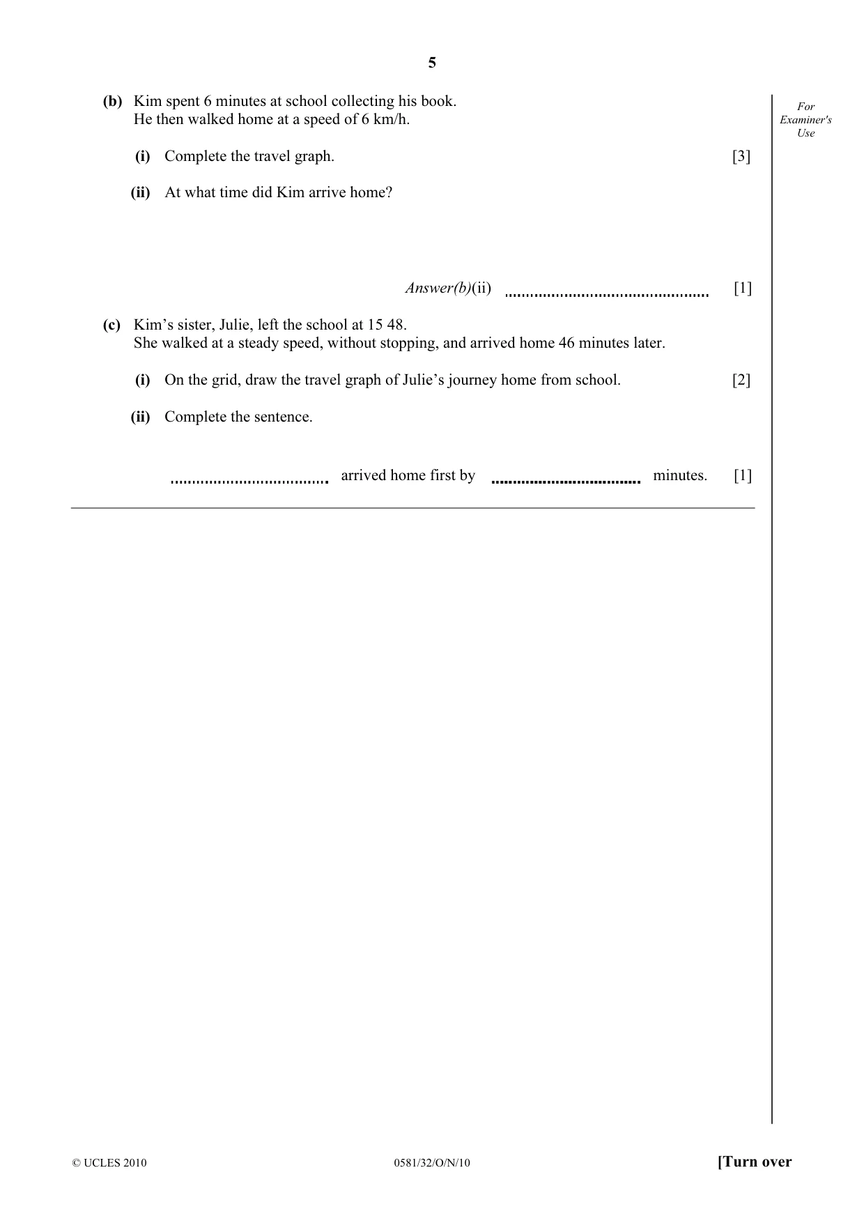 Cambridge IGCSE Mathematics (with coursework) 0581 2010 Oct/Nov Paper 3 · Variant 2 question paper, page 5 of 16