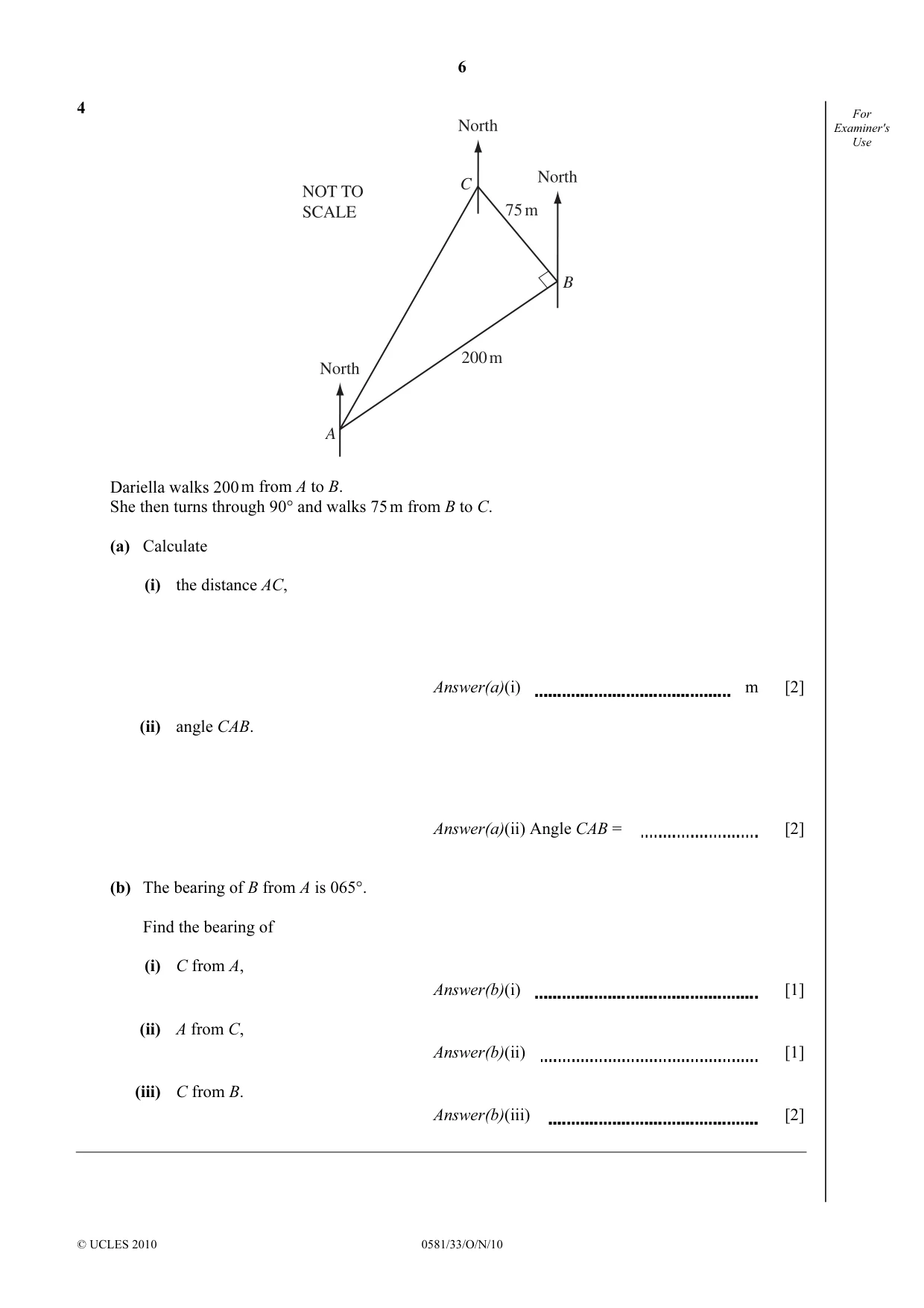 Cambridge IGCSE Mathematics (with coursework) 0581 2010 Oct/Nov Paper 3 · Variant 3 question paper, page 6 of 16