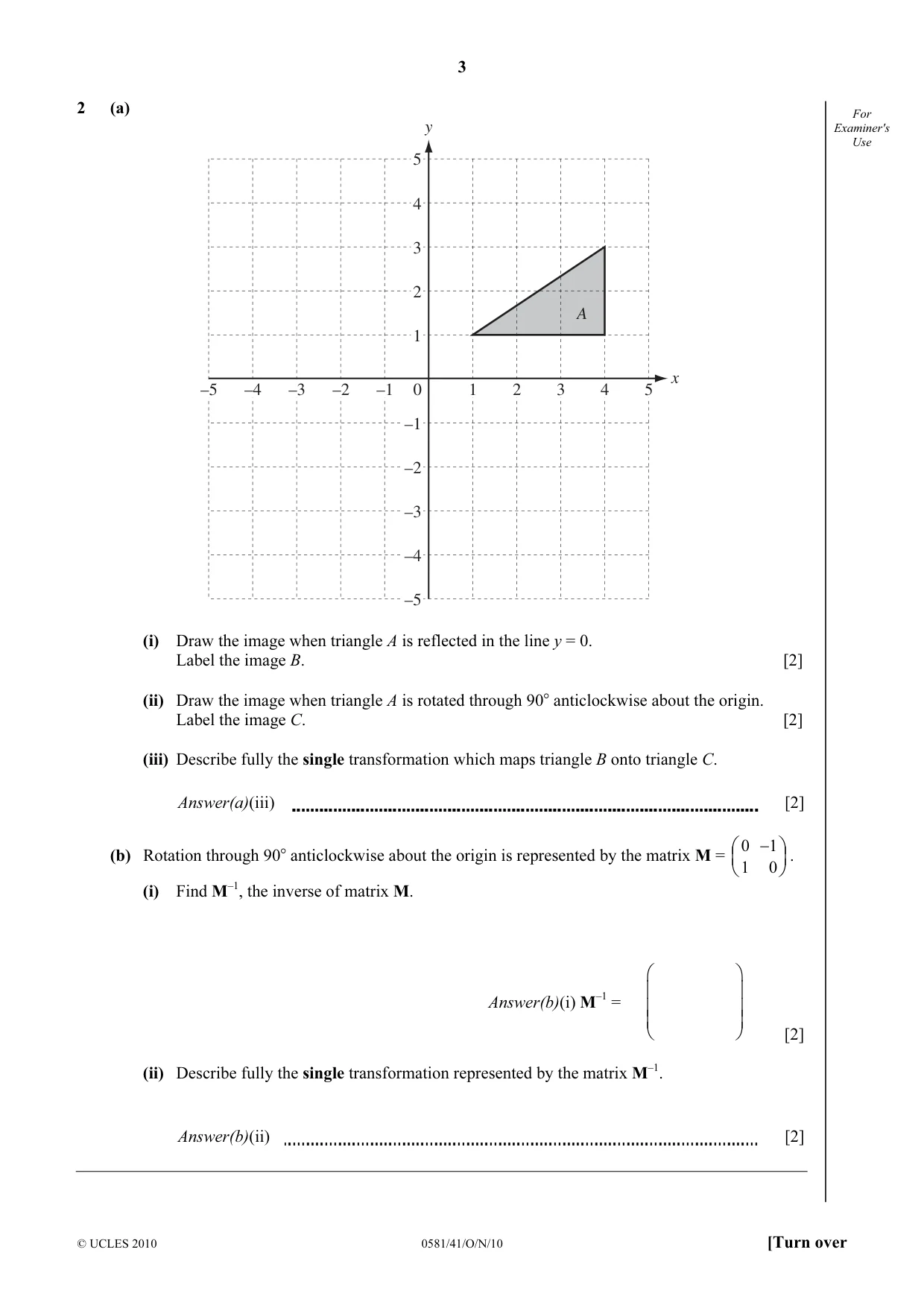Cambridge IGCSE Mathematics (with coursework) 0581 2010 Oct/Nov Paper 4 · Variant 1 question paper, page 3 of 16