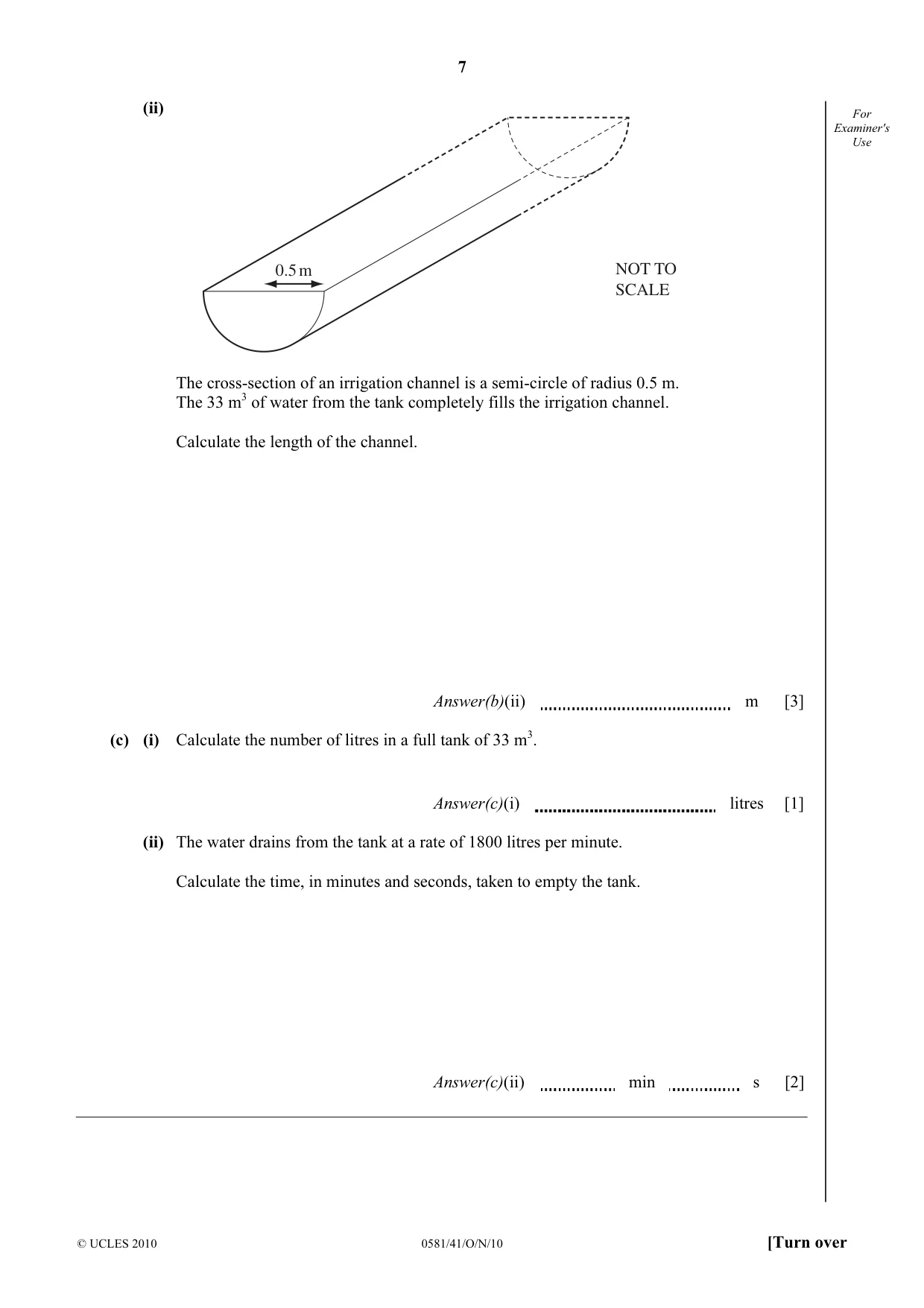 Cambridge IGCSE Mathematics (with coursework) 0581 2010 Oct/Nov Paper 4 · Variant 1 question paper, page 7 of 16