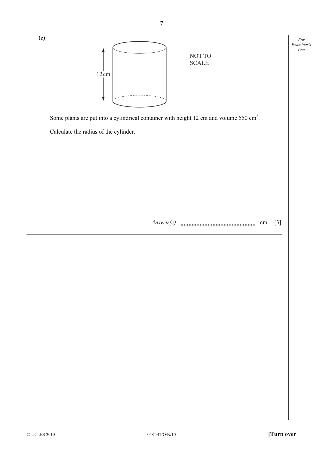 Cambridge IGCSE Mathematics (with coursework) 0581 2010 Oct/Nov Paper 4 · Variant 2 question paper, page 7 of 20