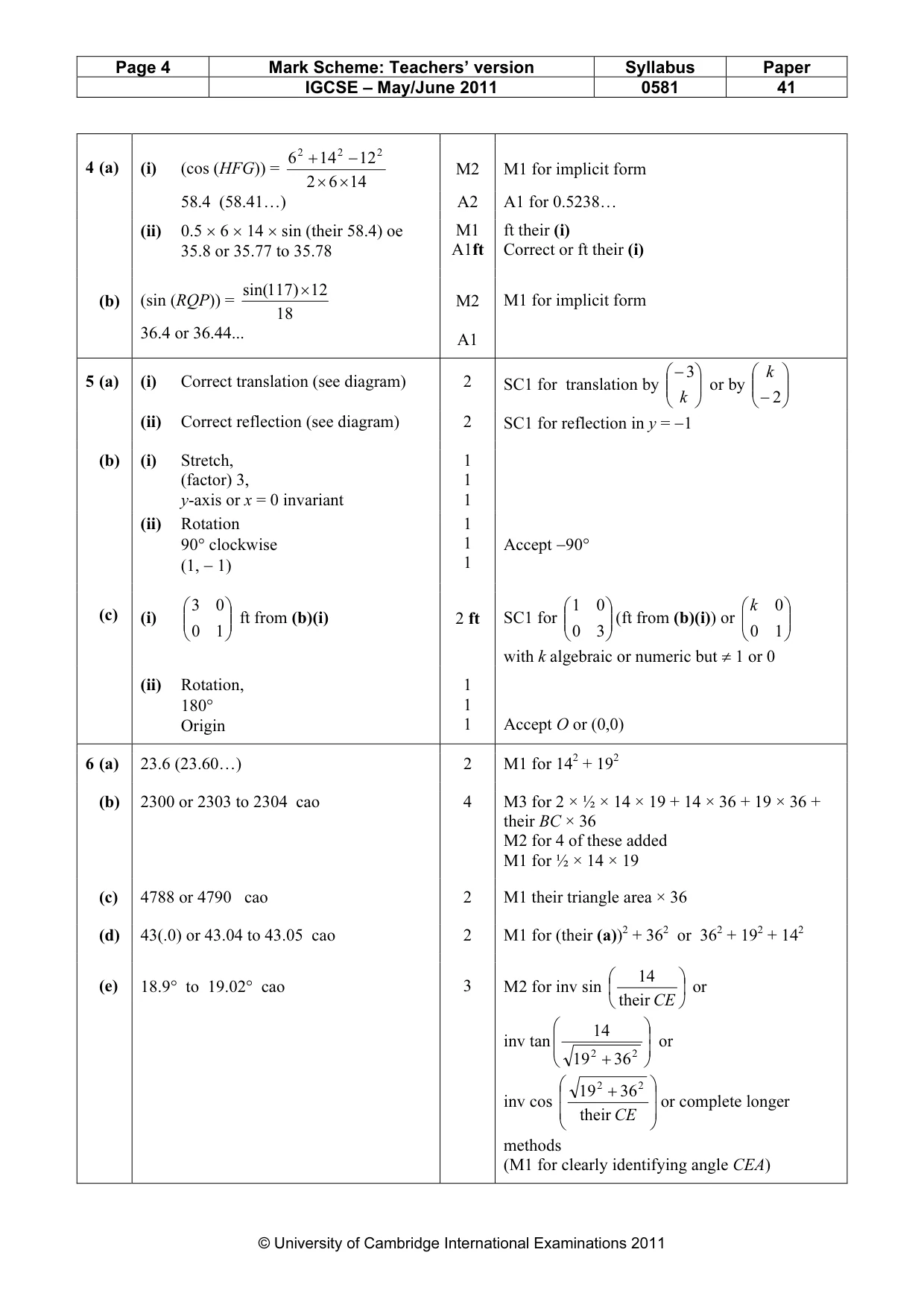 Mark scheme, page 4 of 6