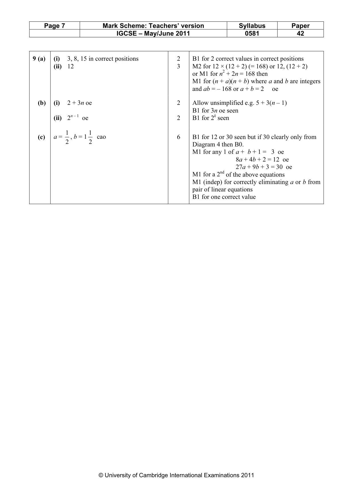 Mark scheme, page 7 of 7