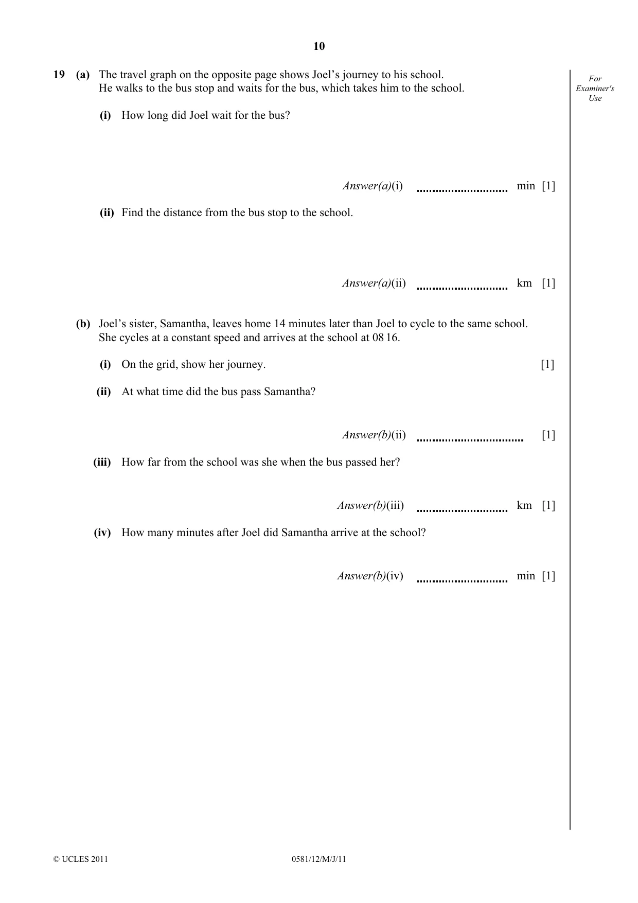 Cambridge IGCSE Mathematics (with coursework) 0581 2011 May/June Paper 1 · Variant 2 question paper, page 10 of 12