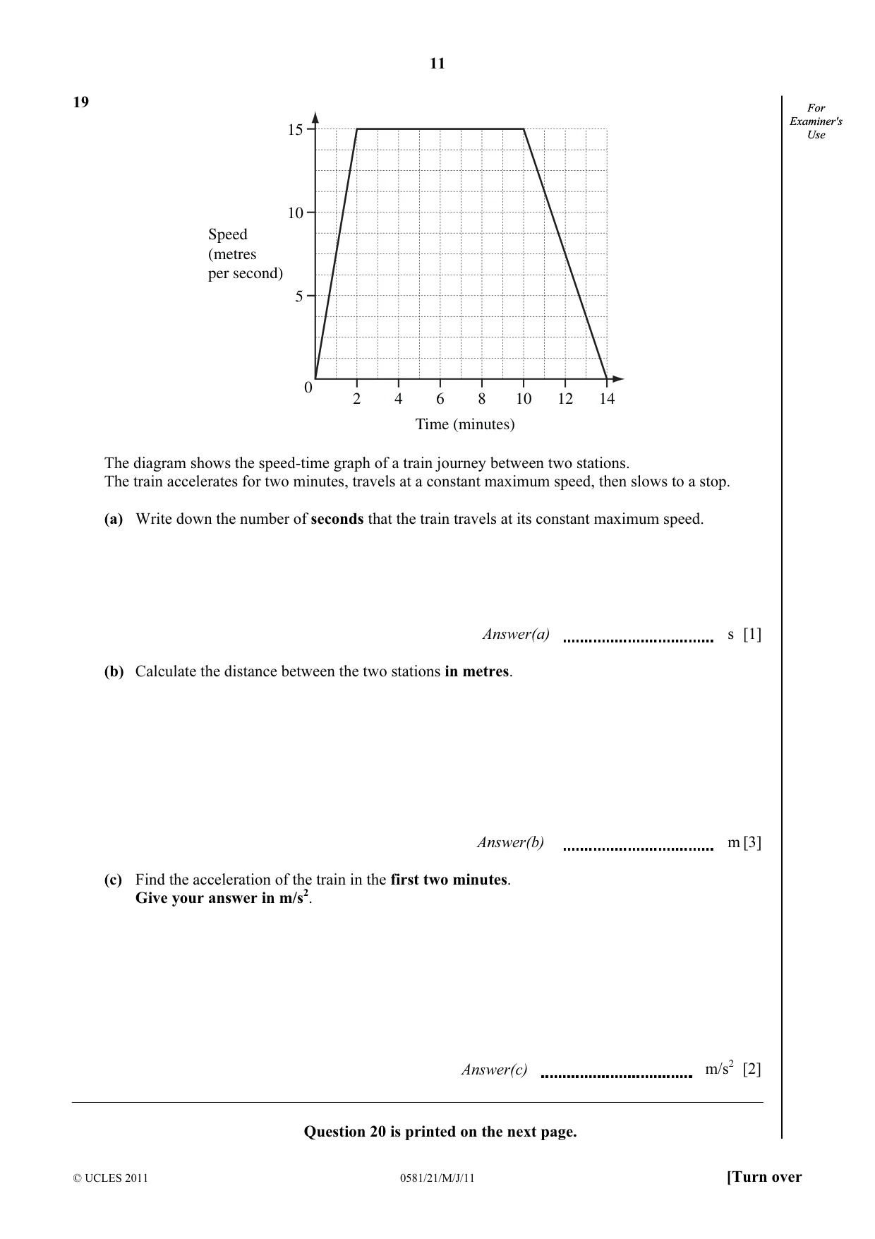 Cambridge IGCSE Mathematics (with coursework) 0581 2011 May/June Paper 2 · Variant 1 question paper, page 11 of 12