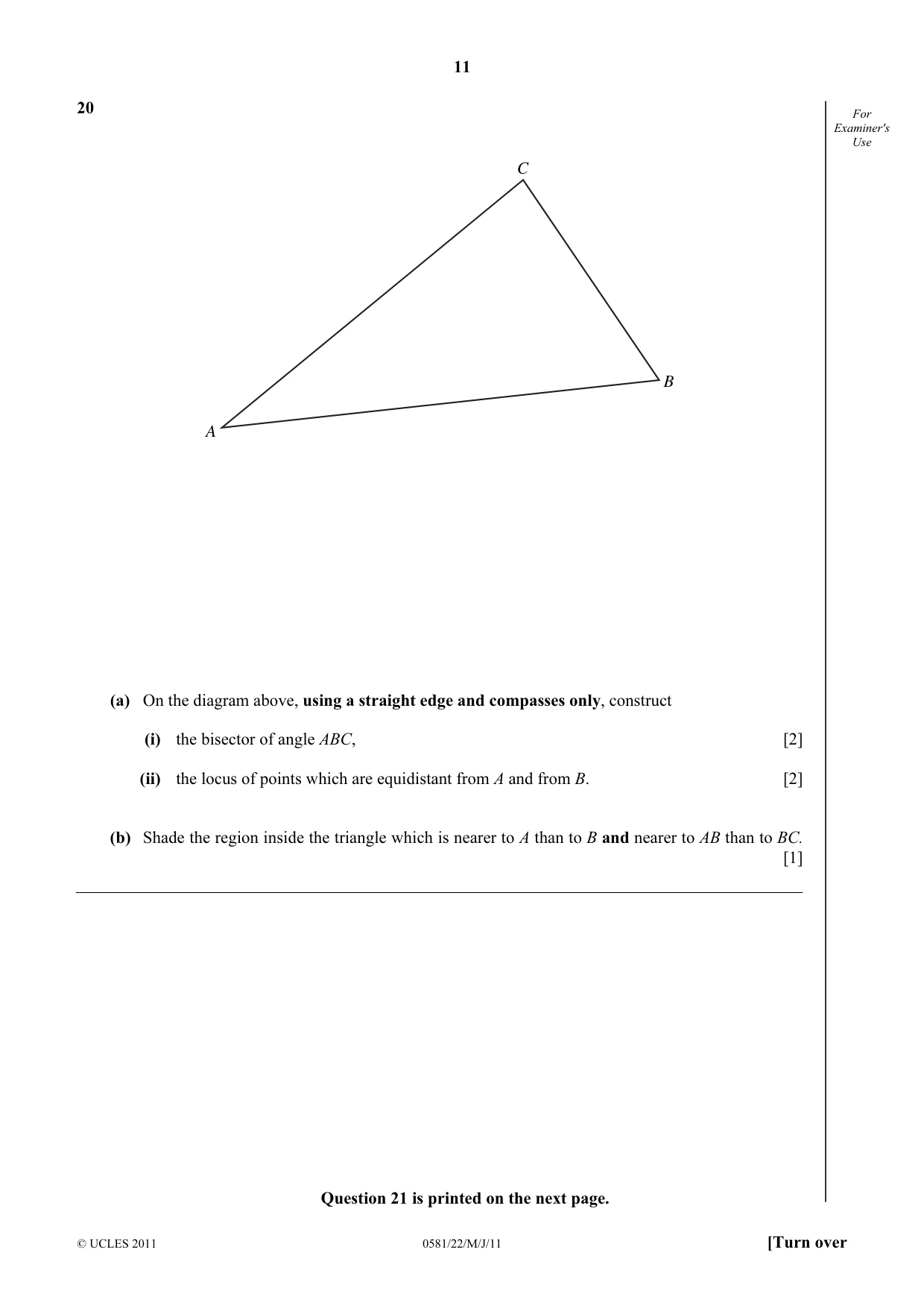 Cambridge IGCSE Mathematics (with coursework) 0581 2011 May/June Paper 2 · Variant 2 question paper, page 11 of 12