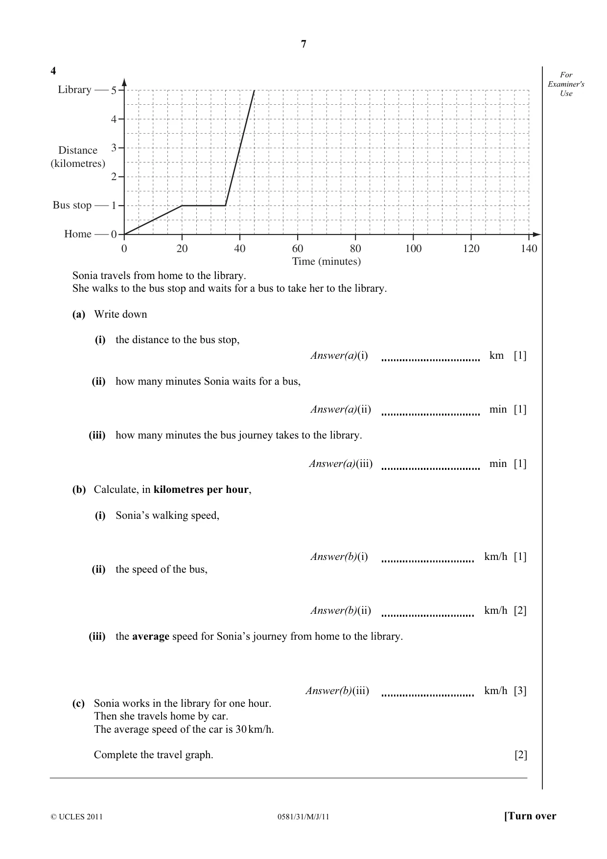 Cambridge IGCSE Mathematics (with coursework) 0581 2011 May/June Paper 3 · Variant 1 question paper, page 7 of 16