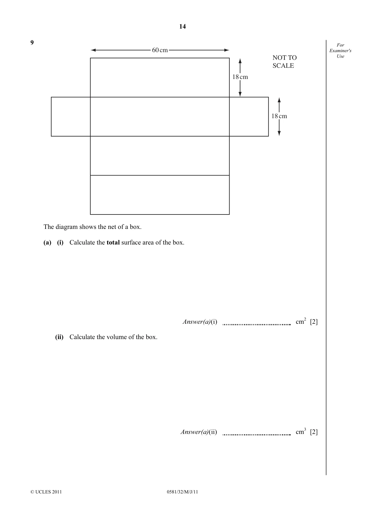 Cambridge IGCSE Mathematics (with coursework) 0581 2011 May/June Paper 3 · Variant 2 question paper, page 14 of 16