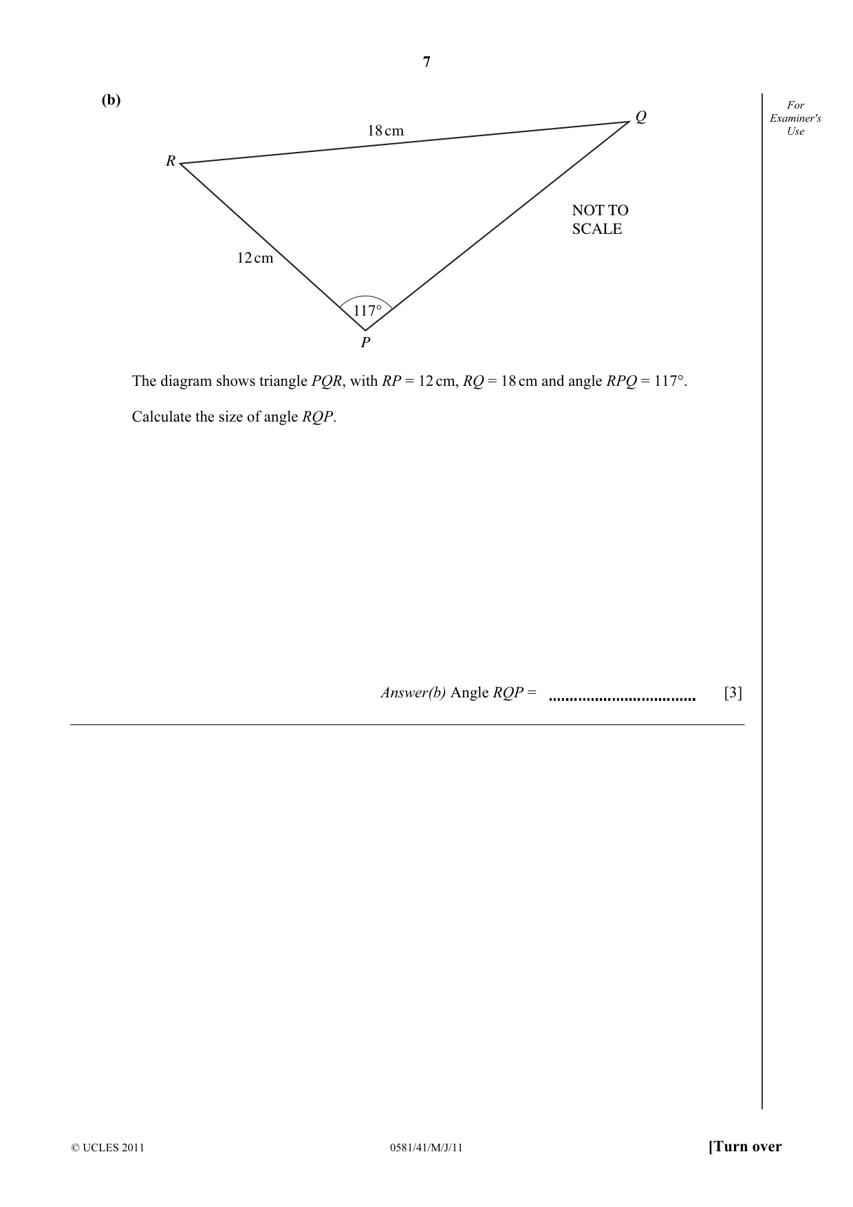 Cambridge IGCSE Mathematics (with coursework) 0581 2011 May/June Paper 4 · Variant 1 question paper, page 7 of 16