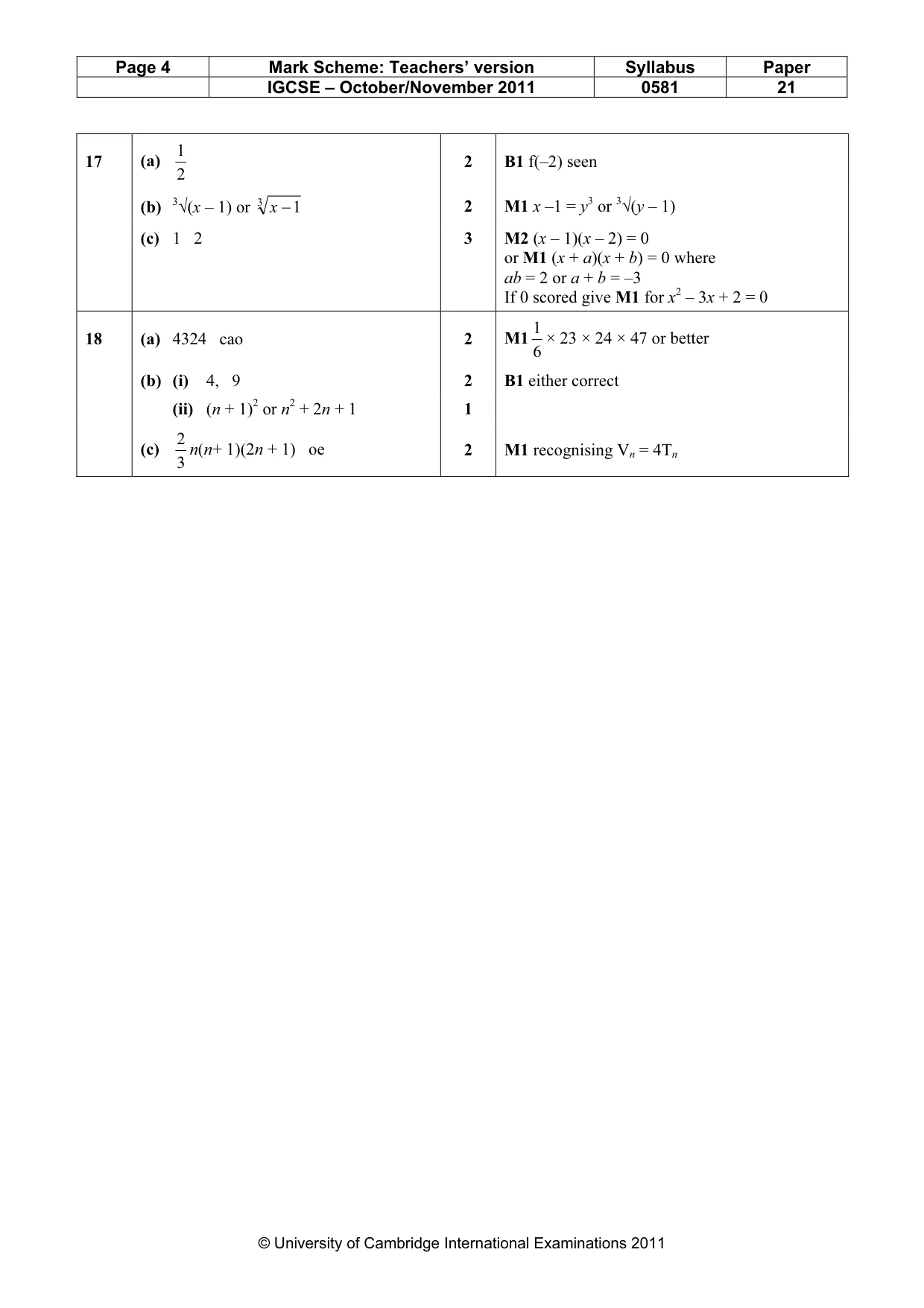 Mark scheme, page 4 of 4