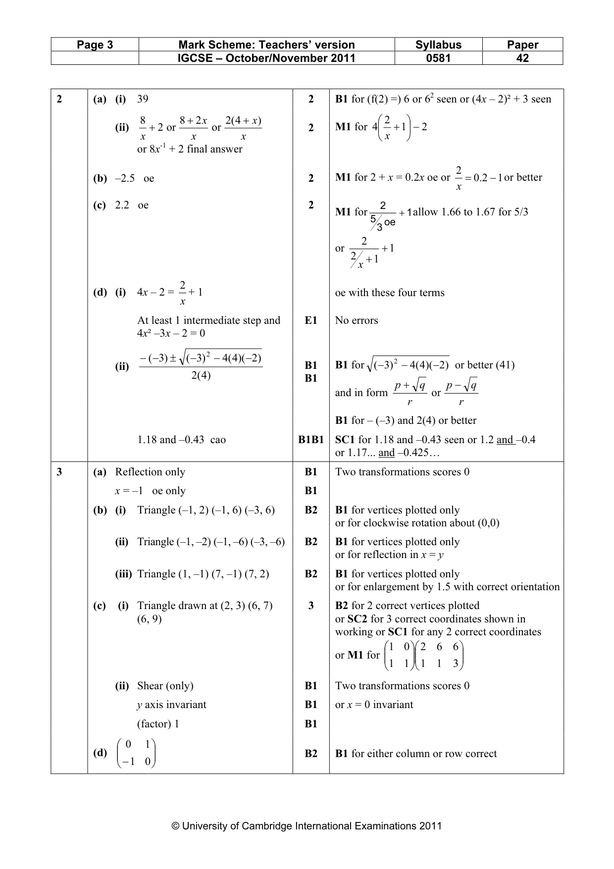Mark scheme, page 3 of 7