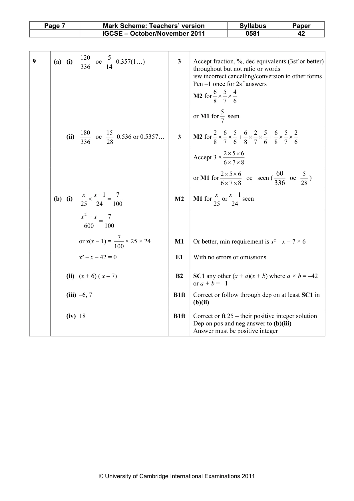 Mark scheme, page 7 of 7