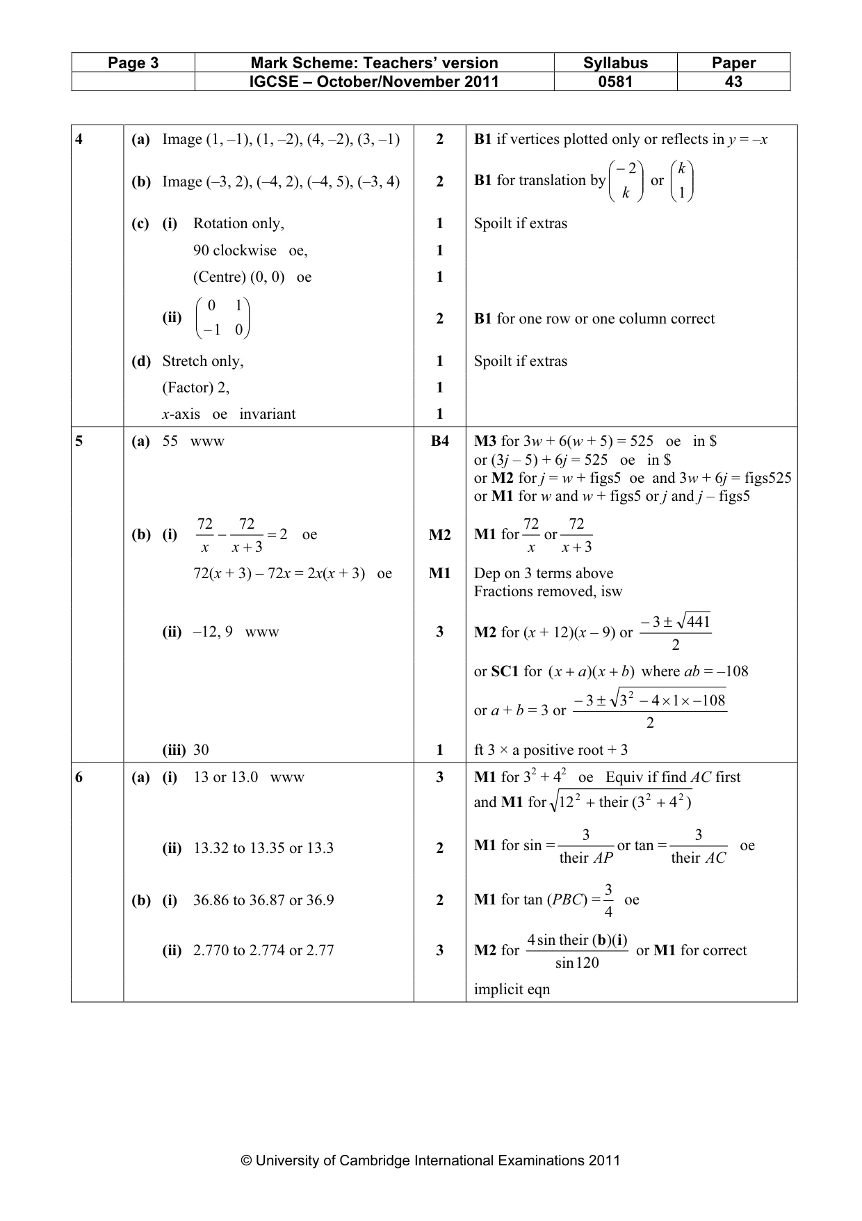 Mark scheme, page 3 of 6
