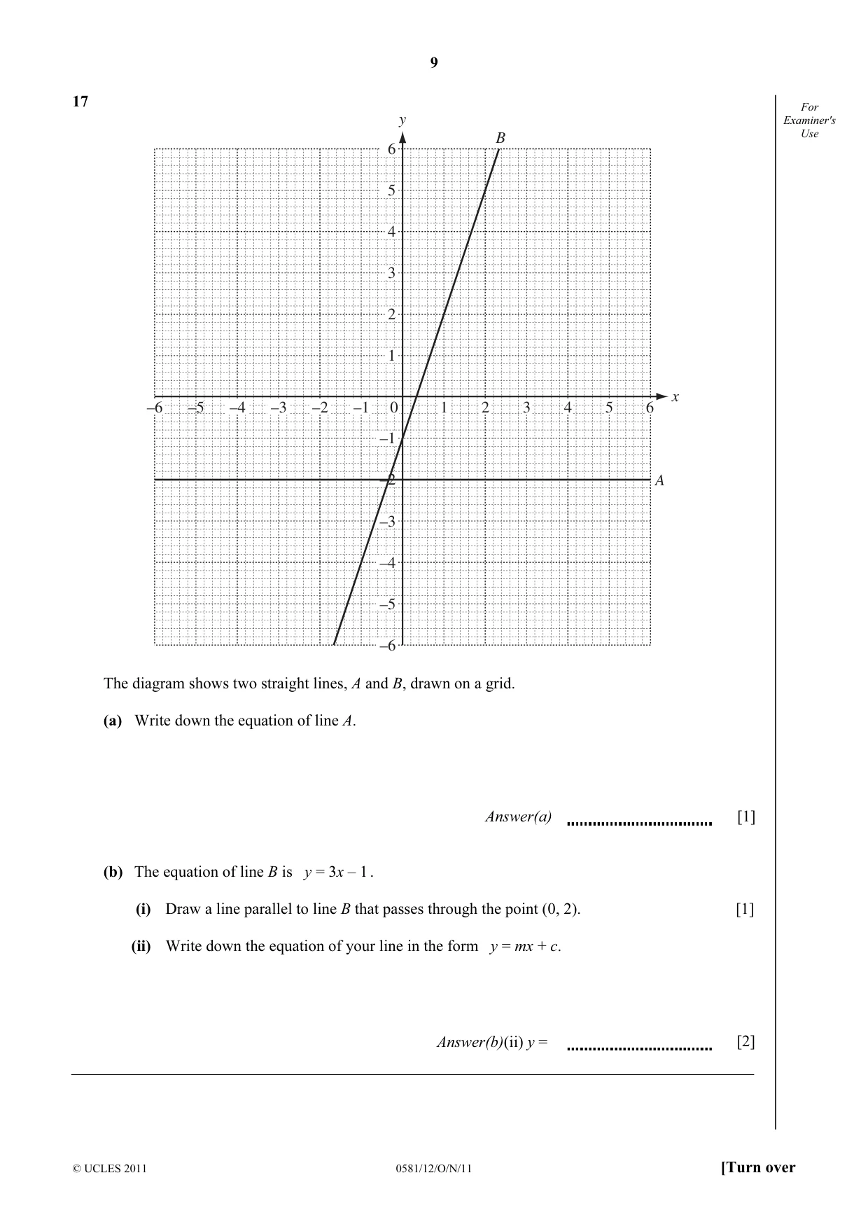 Cambridge IGCSE Mathematics (with coursework) 0581 2011 Oct/Nov Paper 1 · Variant 2 question paper, page 9 of 12