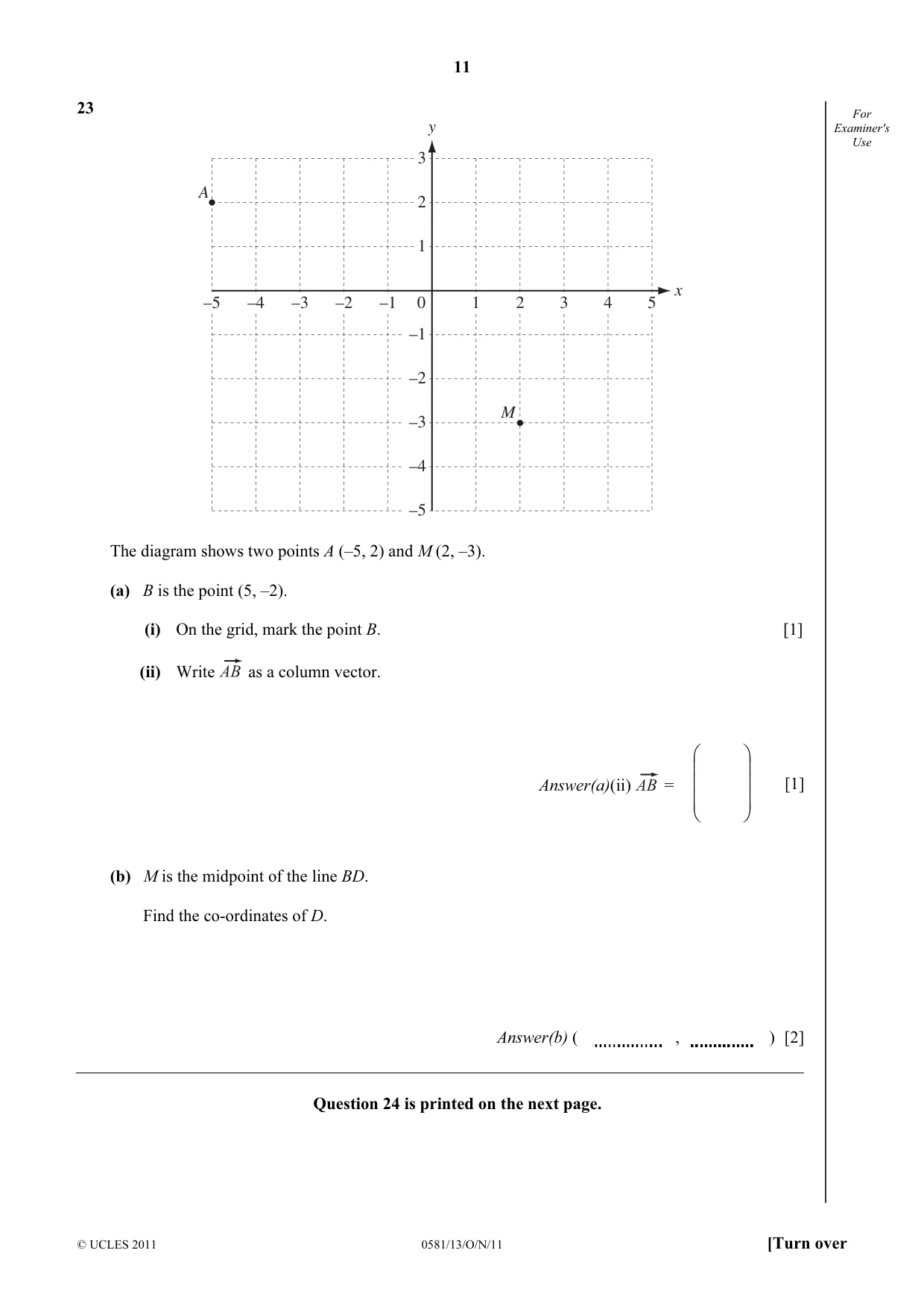 Cambridge IGCSE Mathematics (with coursework) 0581 2011 Oct/Nov Paper 1 · Variant 3 question paper, page 11 of 12