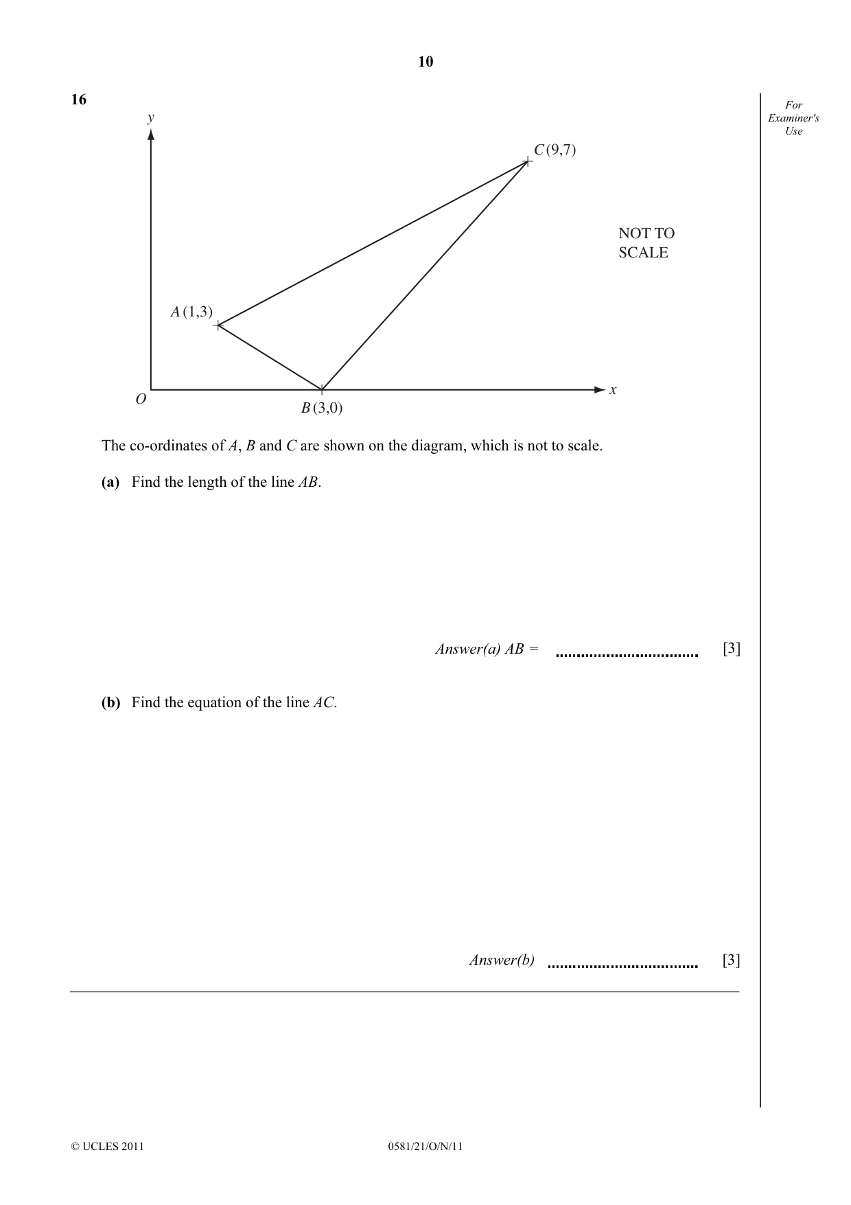 Cambridge IGCSE Mathematics (with coursework) 0581 2011 Oct/Nov Paper 2 · Variant 1 question paper, page 10 of 12