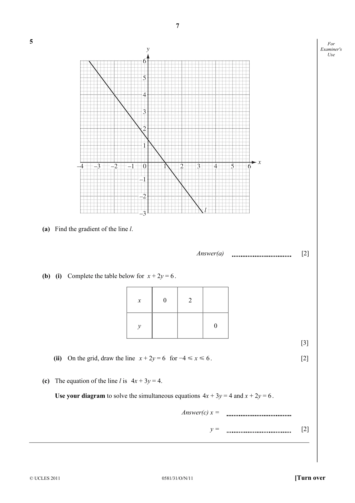Cambridge IGCSE Mathematics (with coursework) 0581 2011 Oct/Nov Paper 3 · Variant 1 question paper, page 7 of 16