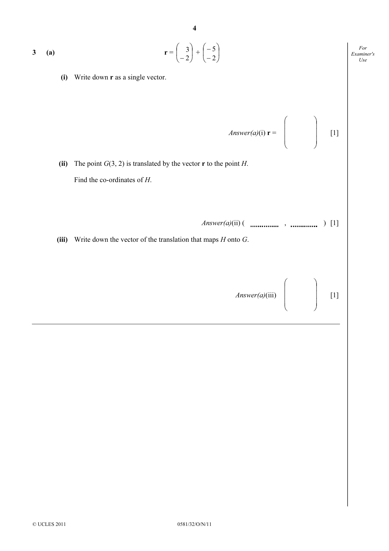 Cambridge IGCSE Mathematics (with coursework) 0581 2011 Oct/Nov Paper 3 · Variant 2 question paper, page 4 of 16