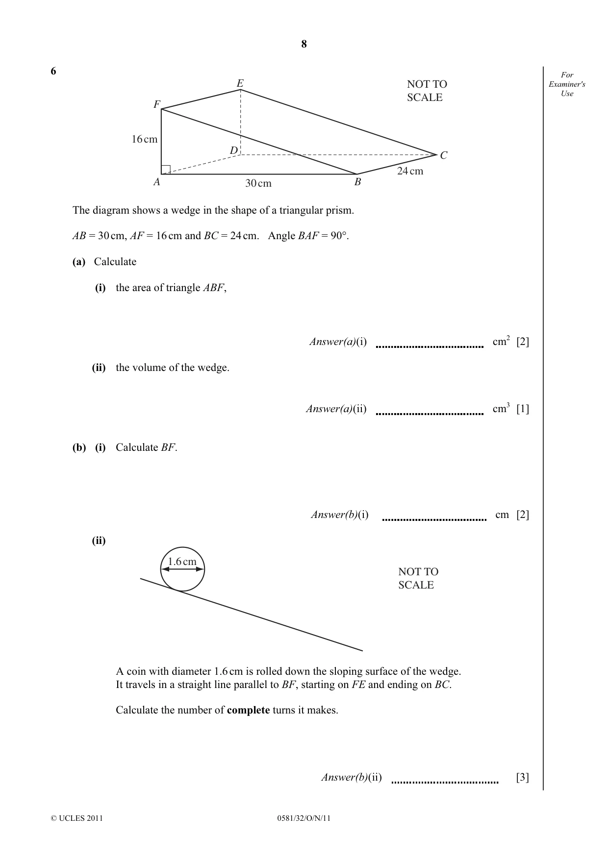 Cambridge IGCSE Mathematics (with coursework) 0581 2011 Oct/Nov Paper 3 · Variant 2 question paper, page 8 of 16