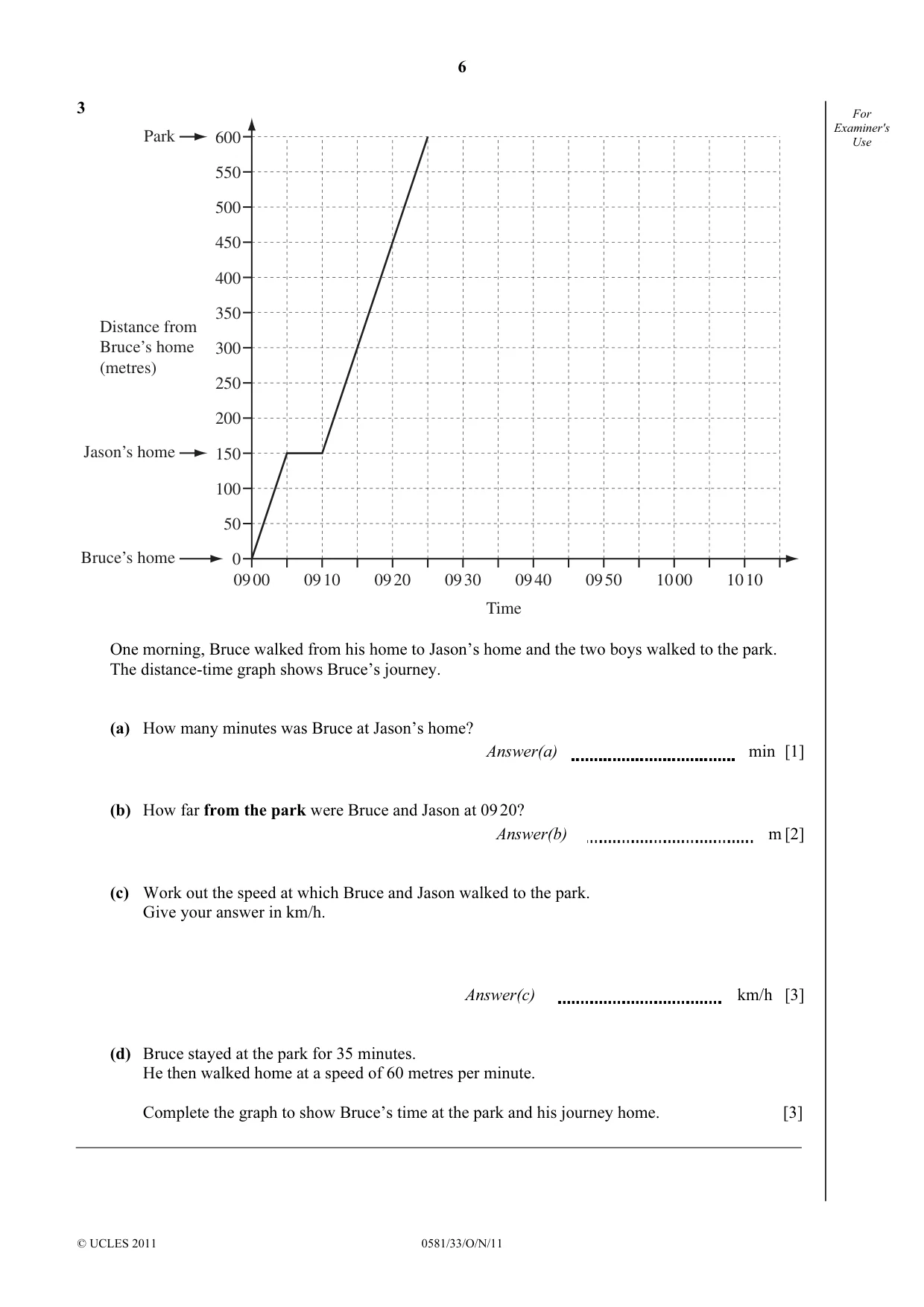 Cambridge IGCSE Mathematics (with coursework) 0581 2011 Oct/Nov Paper 3 · Variant 3 question paper, page 6 of 16
